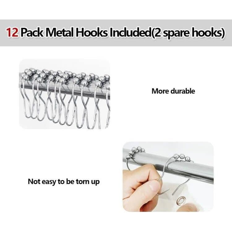 Cortina de Ducha YISURE 152x122 cm Impermeable PEVA Transparente