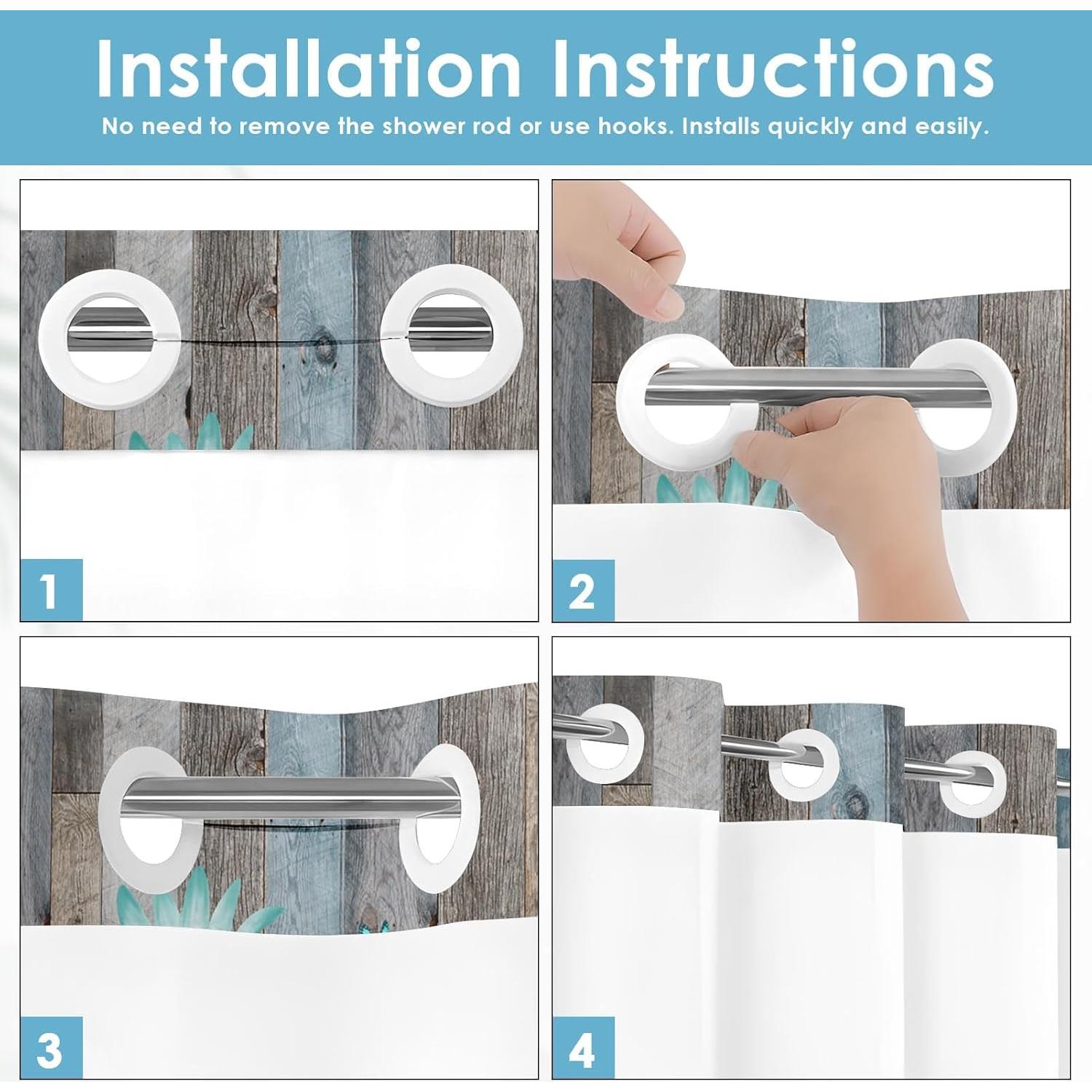 Cortina de Ducha Nesphy 180x188 cm Teal Floral Impermeable