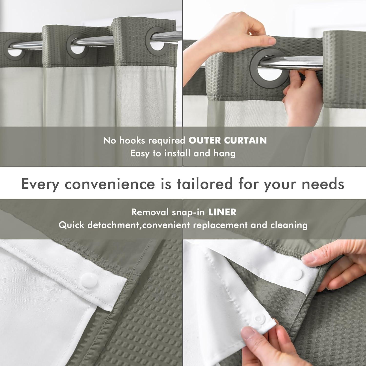 Cortina de Ducha Sra Asombrosa 180x188 cm Gris Sin Gancho