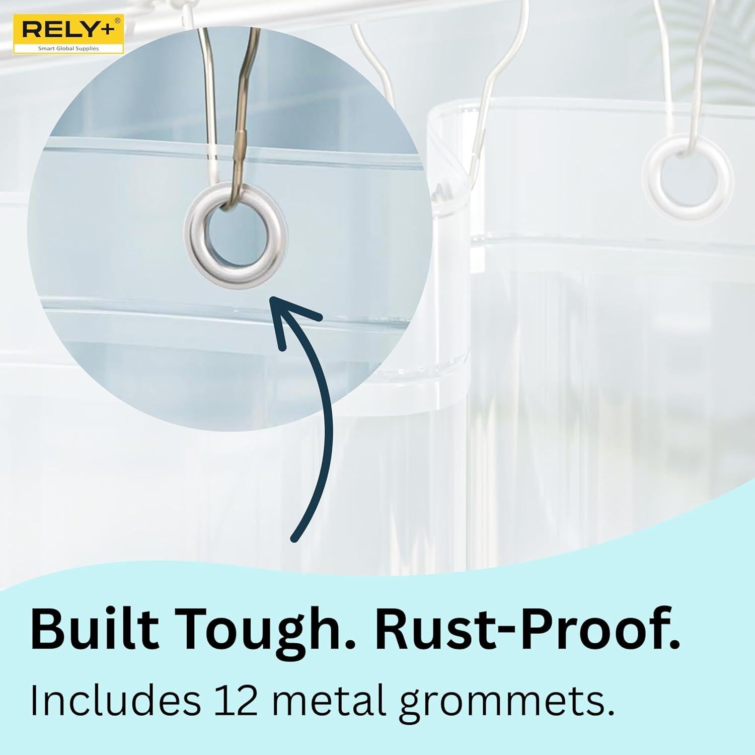 Forro de Cortina de Ducha Rely+ 72x72 cm PEVA Ecológico Impermeable