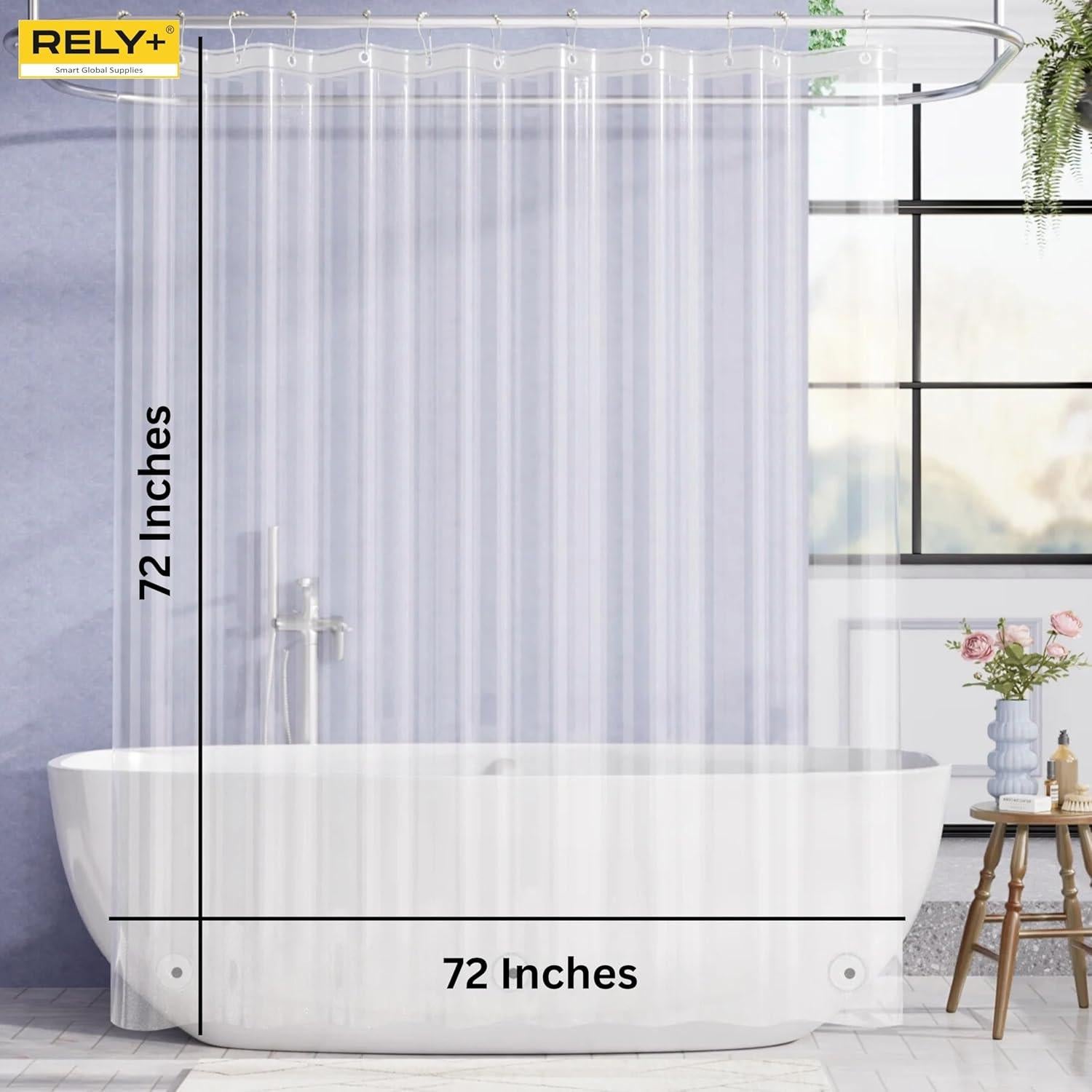 Forro de Cortina de Ducha Rely+ 72x72 cm PEVA Ecológico Impermeable