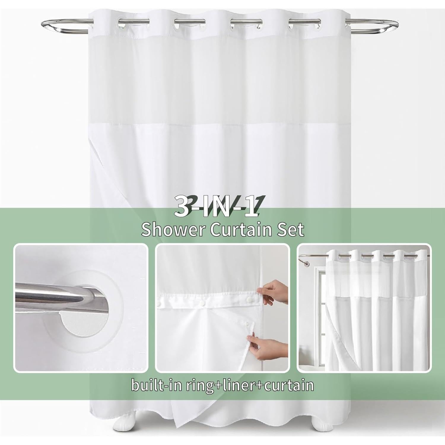 Cortina de Ducha Blanca Texturizada Cadahope 180x188 cm