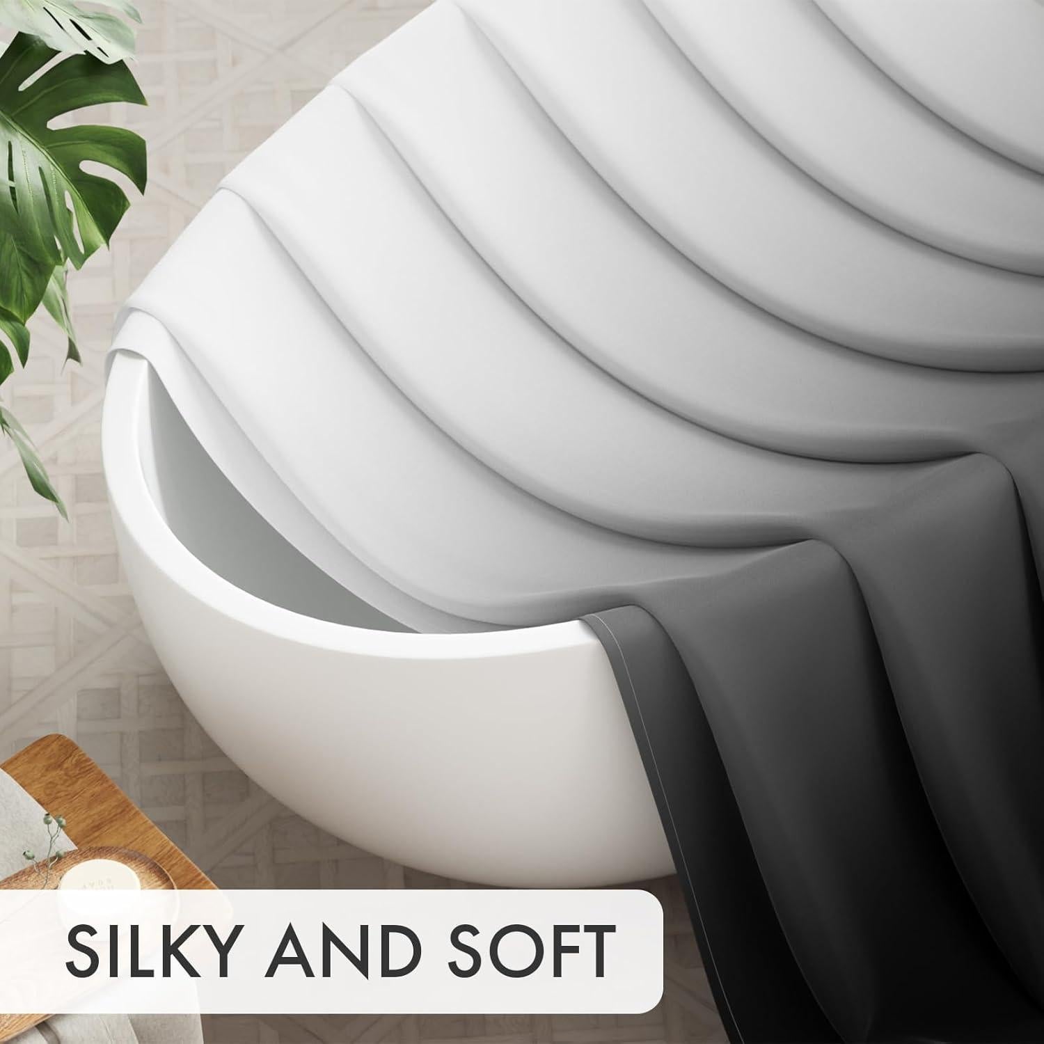 Cortina de Ducha AmazerBath 72x72 cm Ombre Negra con 12 Ganchos