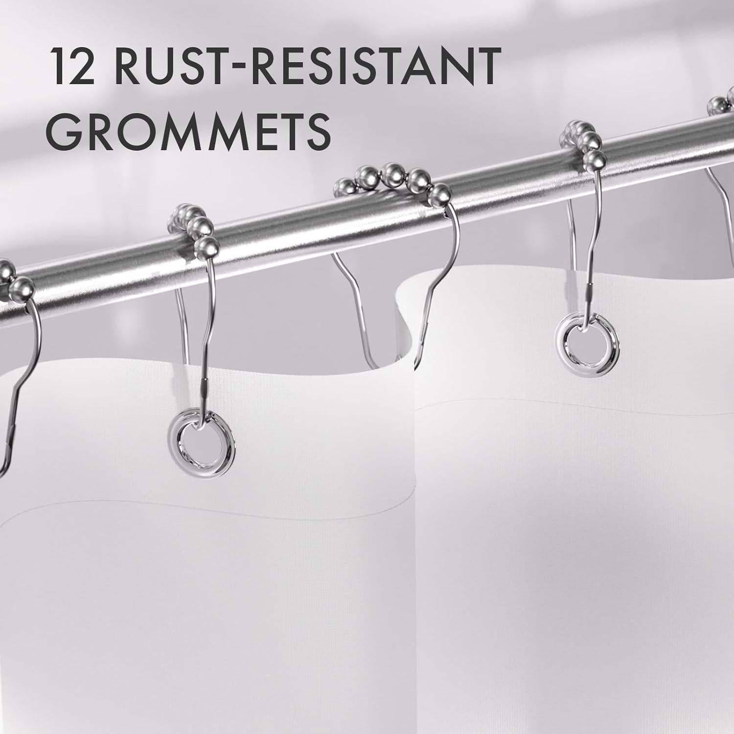 Cortina de Ducha AmazerBath 72x72 cm Ombre Negra con 12 Ganchos