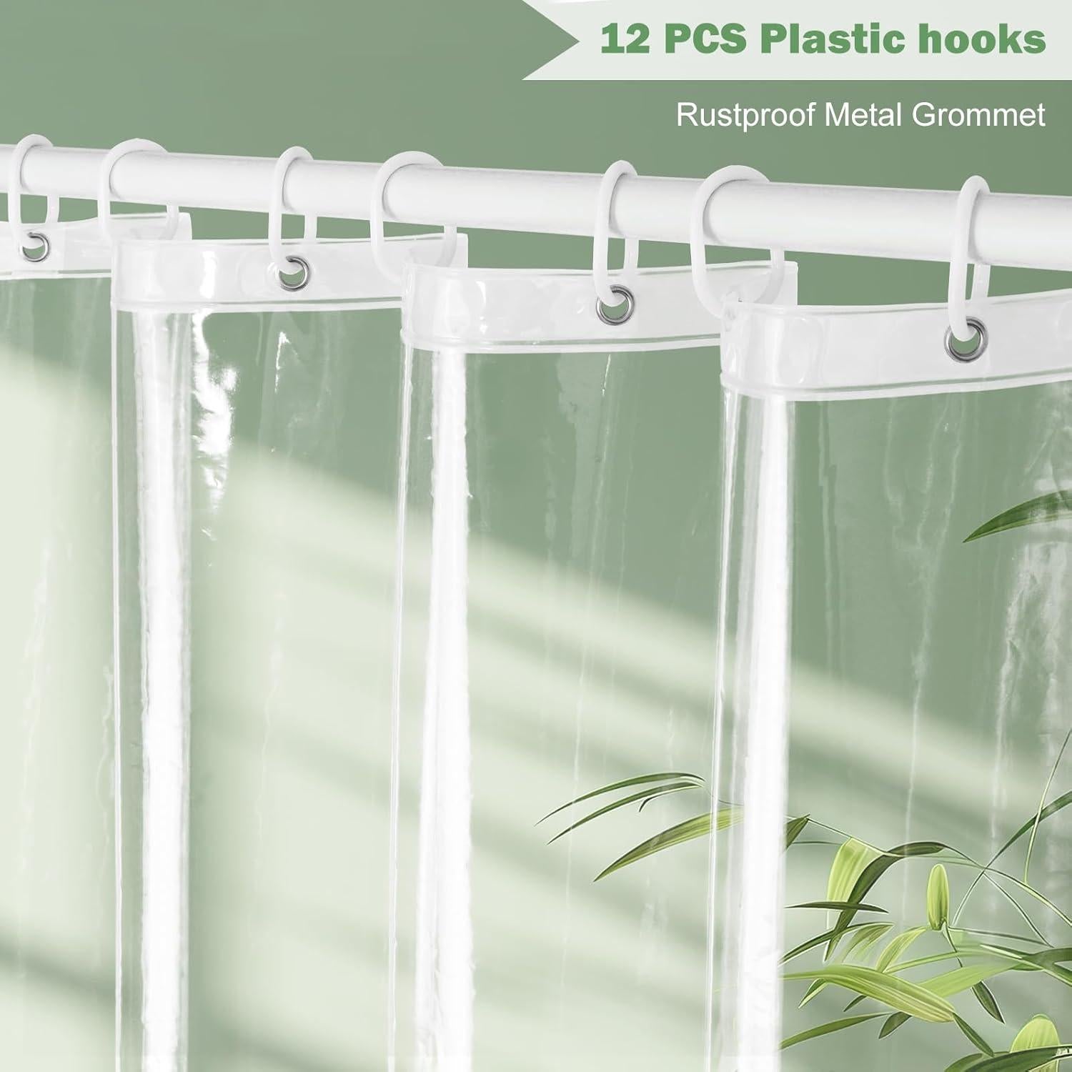 Cortina de Ducha Transparente UFRIDAY 182.88 x 190.5 cm PEVA