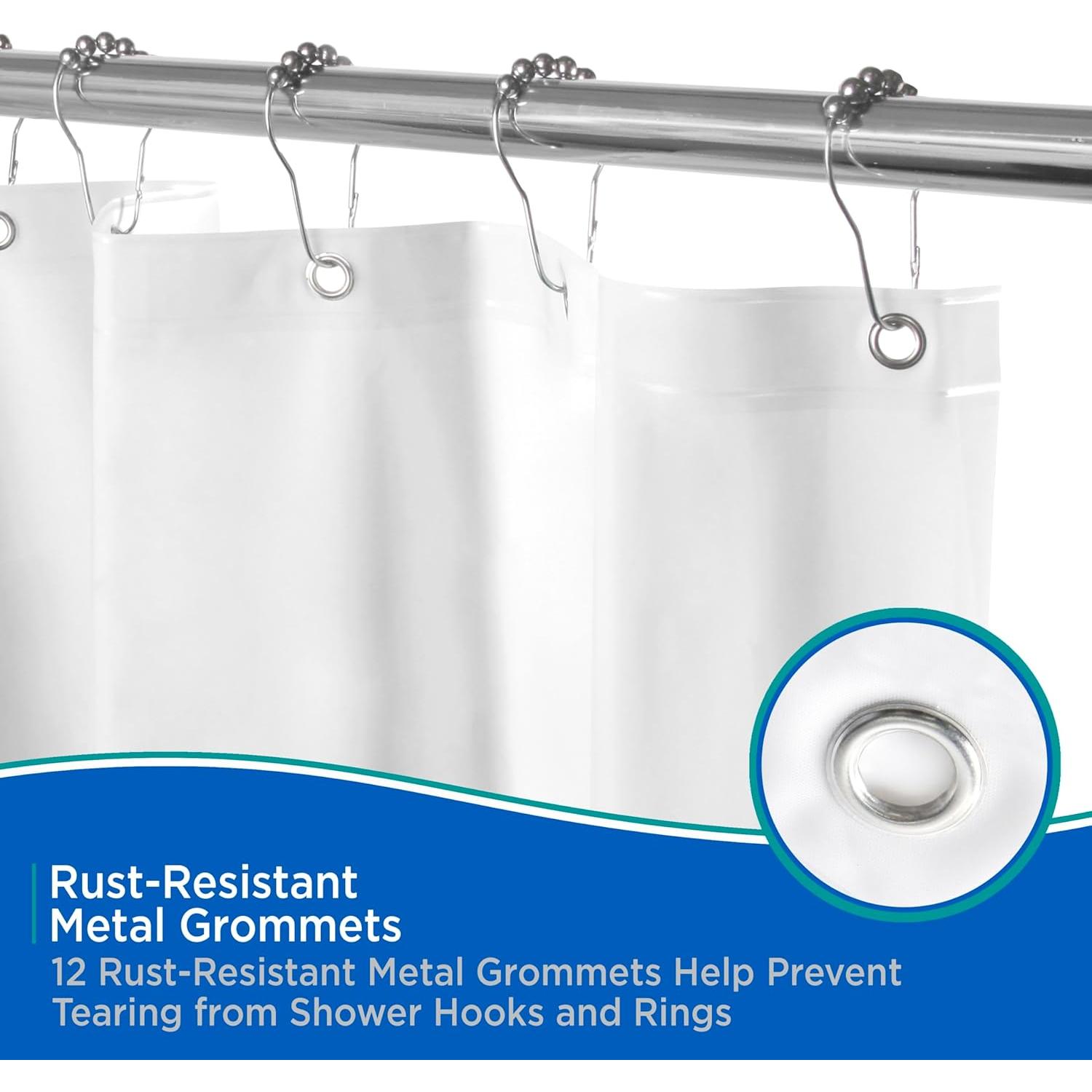 Cortina de Ducha Kenney PEVA Extra Larga 180x198 cm Blanca