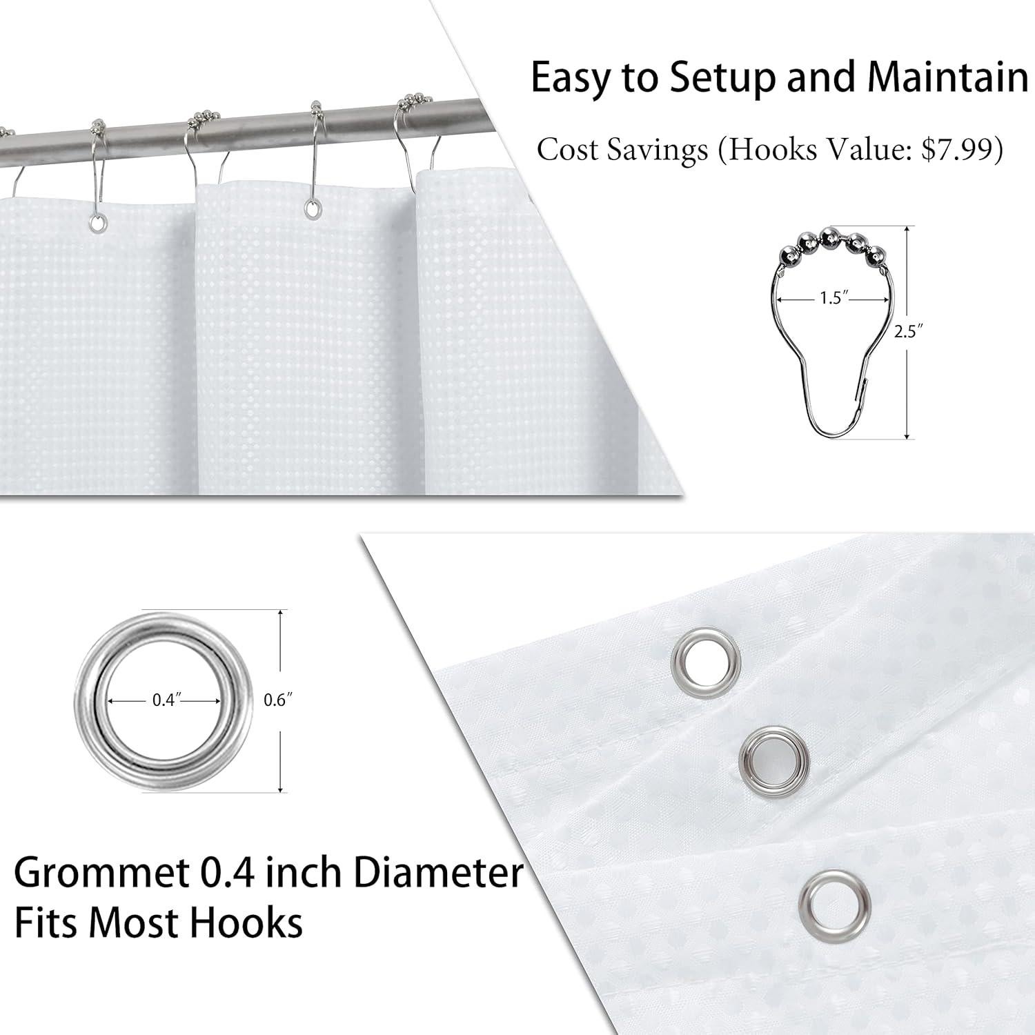 Cortina de Ducha Ombre Negra y Blanca Naturoom 72x72 cm