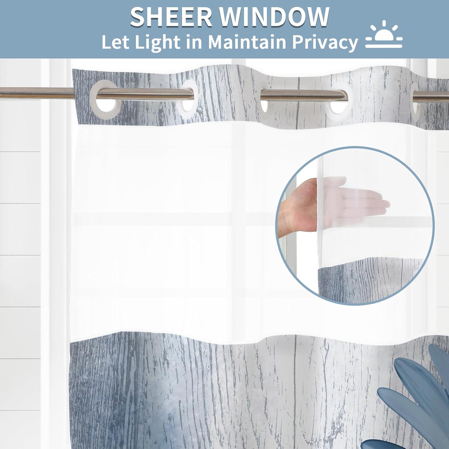 Cortina de Ducha Floral Muuyi 183x191 cm Azul Impermeable