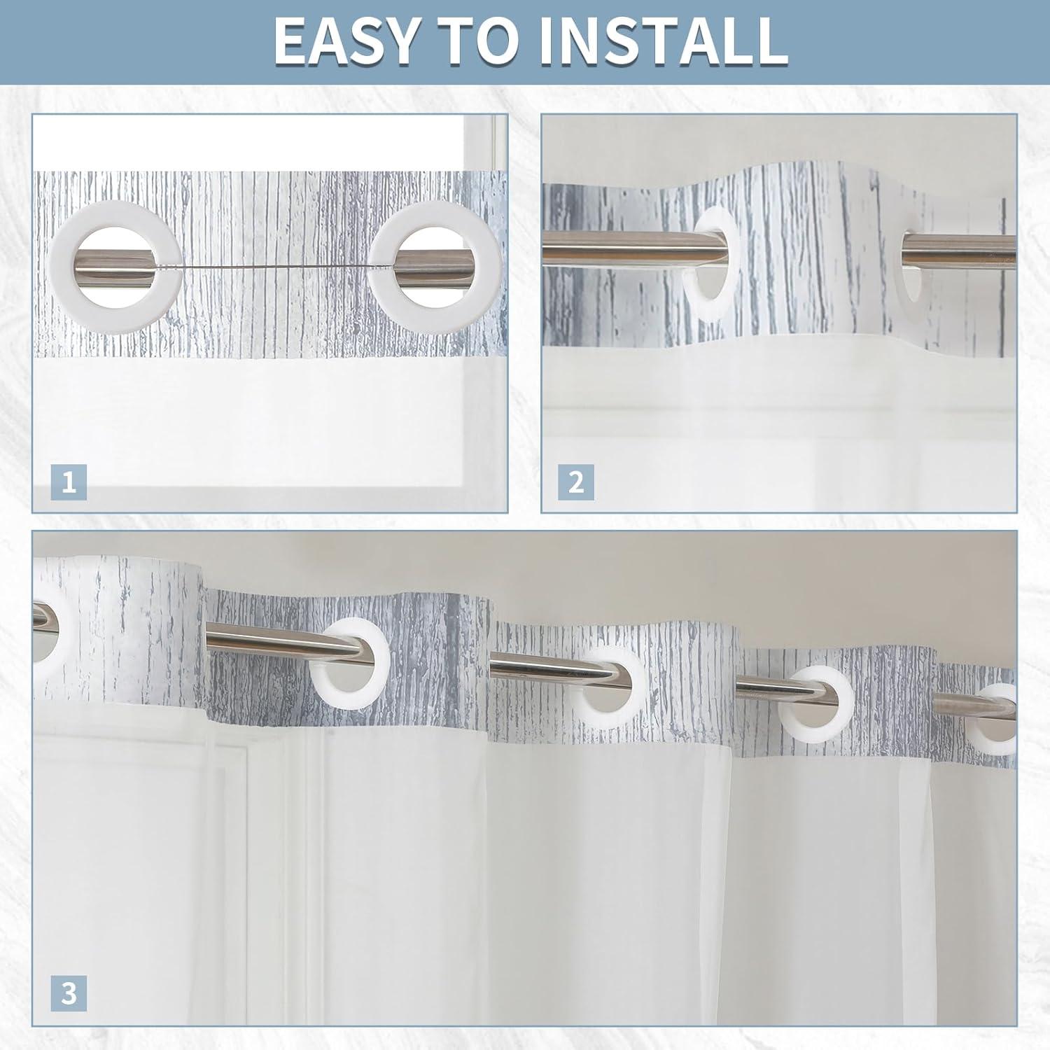 Cortina de Ducha Floral Muuyi 183x191 cm Azul Impermeable