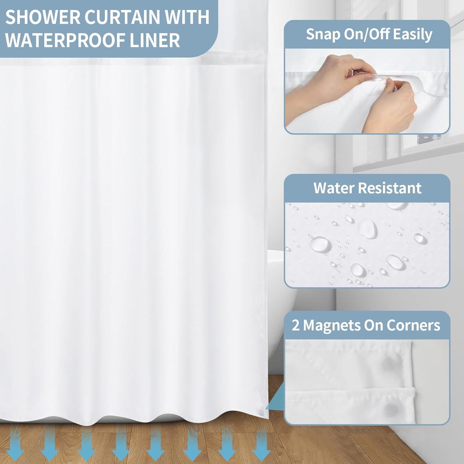 Cortina de Ducha Floral Muuyi 183x191 cm Azul Impermeable