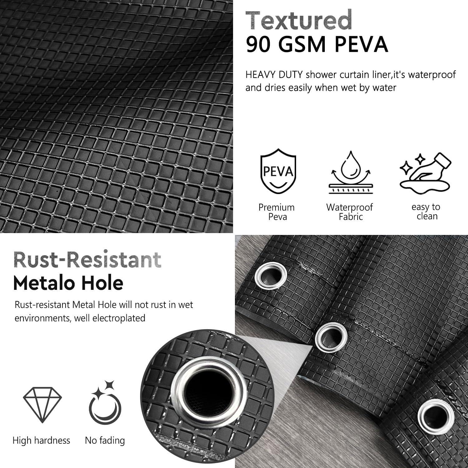 Cortina de Ducha Tititex Negra 72x72 cm PEVA Impermeable