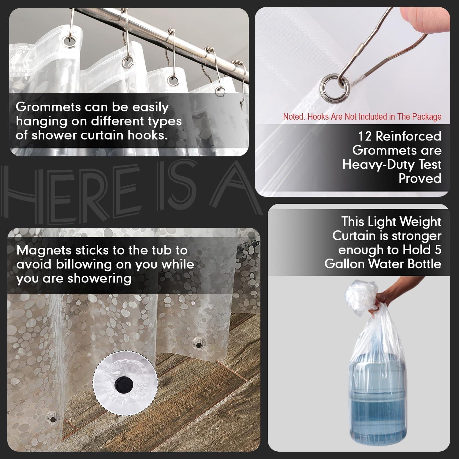 Cortina de Ducha Hereisa 3D Piedra Impermeable 180x180 cm