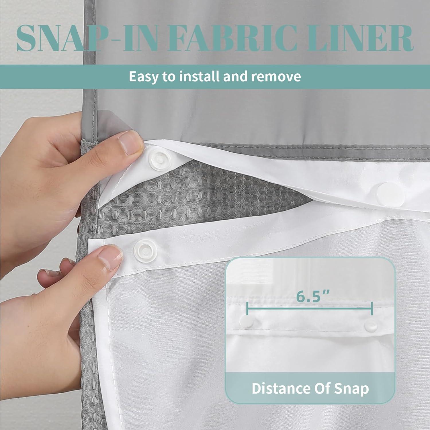 Cortina de Ducha Gris EACHOPE 180x188cm Tela Impermeable