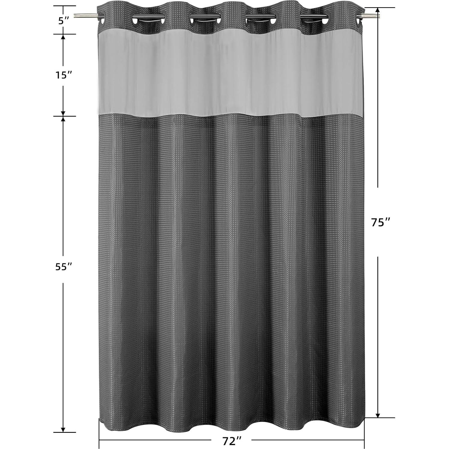 Cortina de Ducha Waffle Color Gris Carbón 182.88x190.5 cm