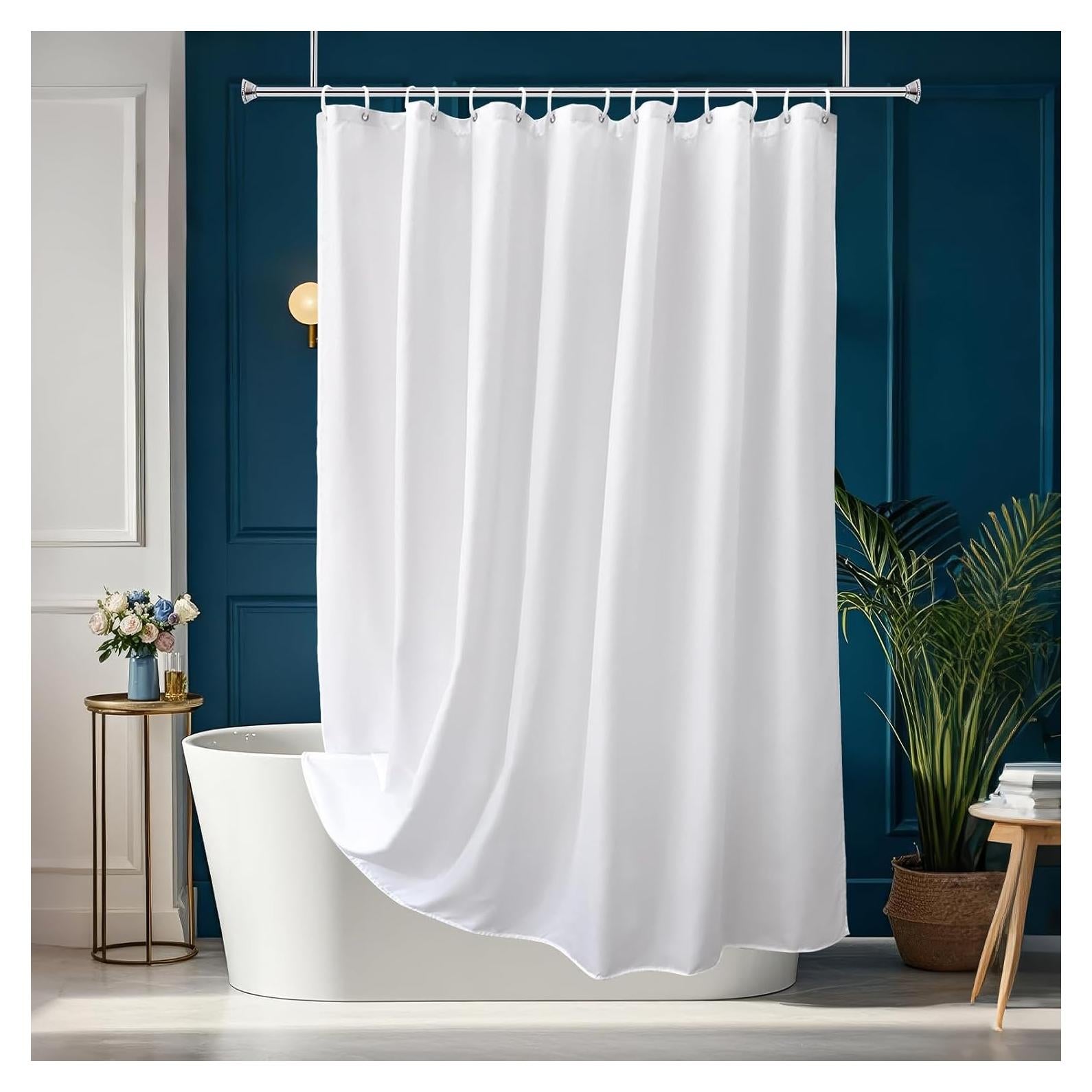 Cortina de Ducha Larga AooHome 183x198 cm Impermeable Blanca