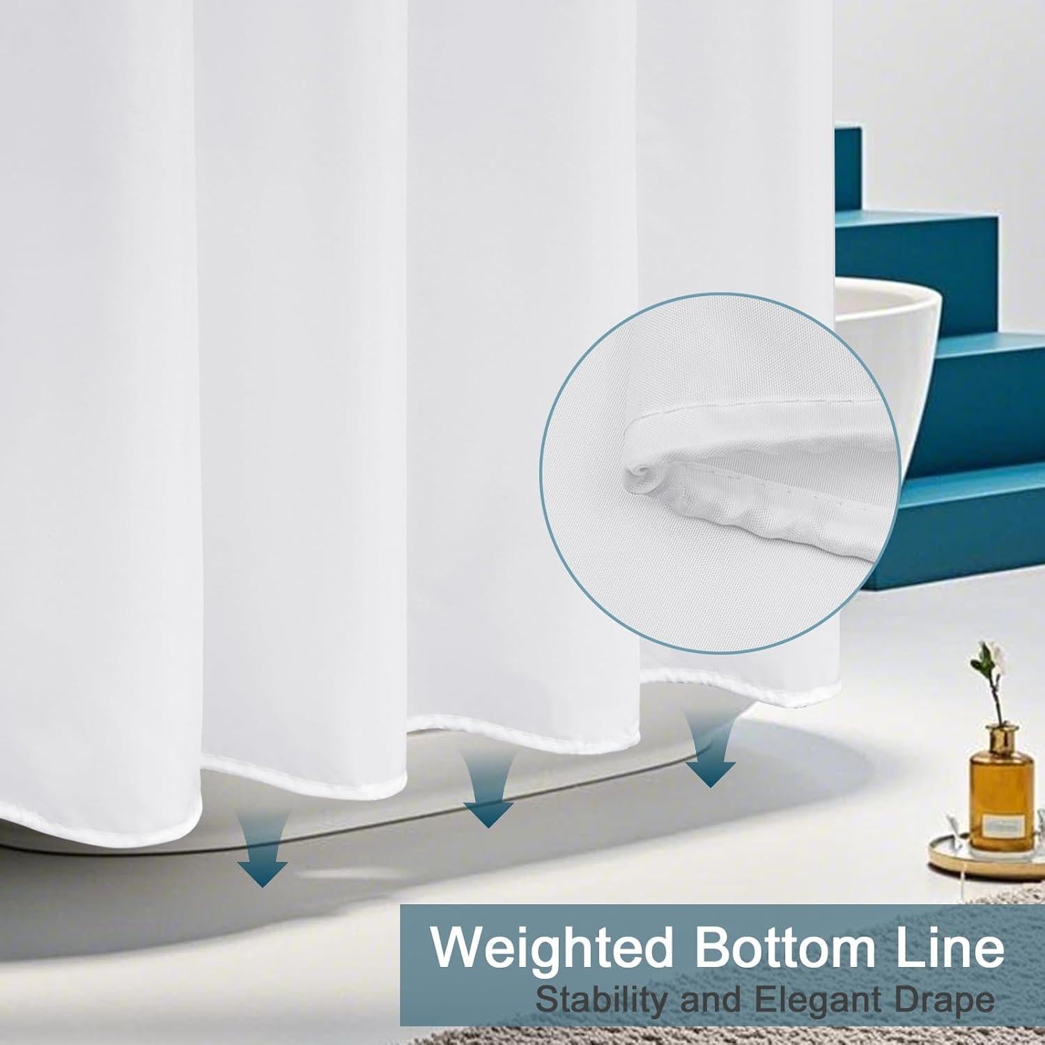 Cortina de Ducha Larga AooHome 183x198 cm Impermeable Blanca