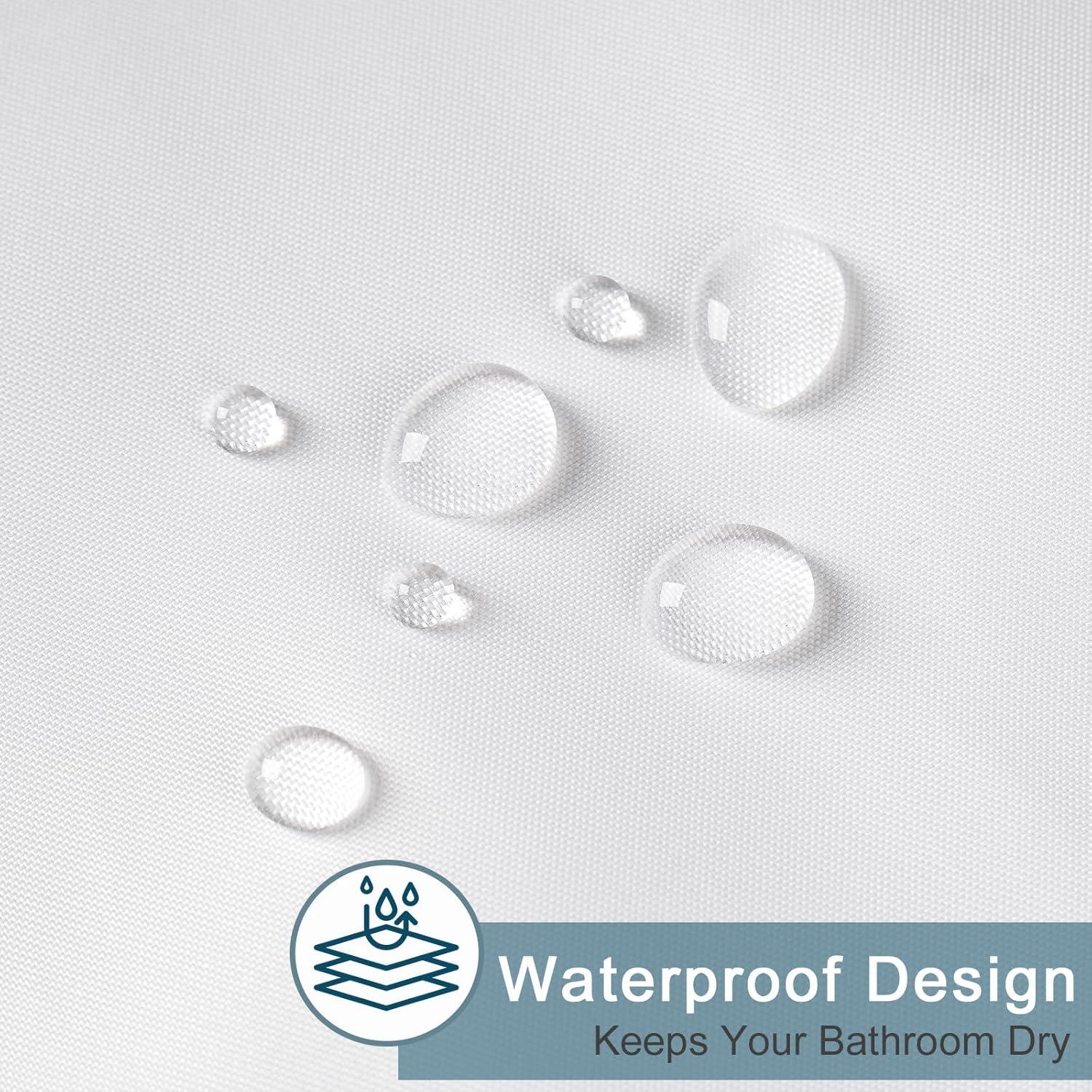 Cortina de Ducha Larga AooHome 183x198 cm Impermeable Blanca