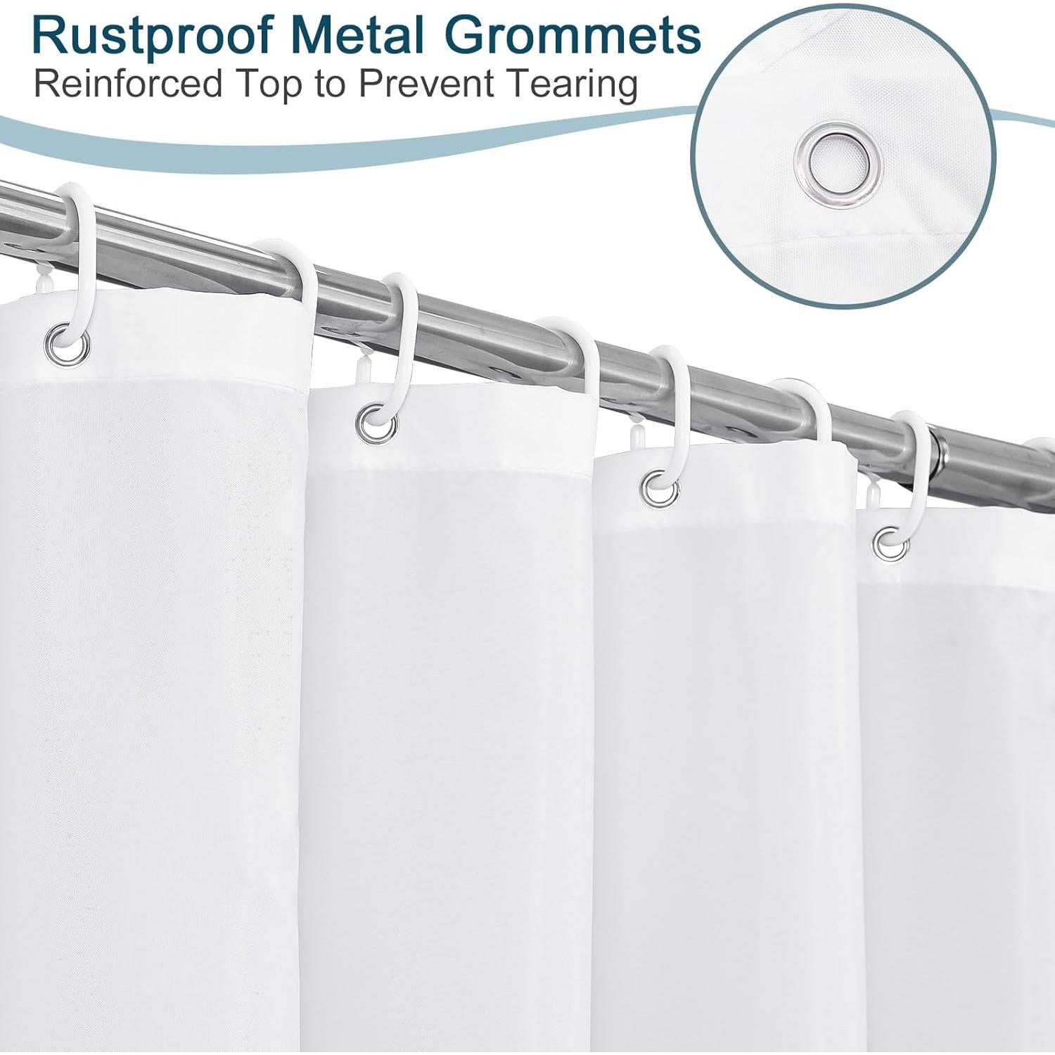 Cortina de Ducha Larga AooHome 183x198 cm Impermeable Blanca