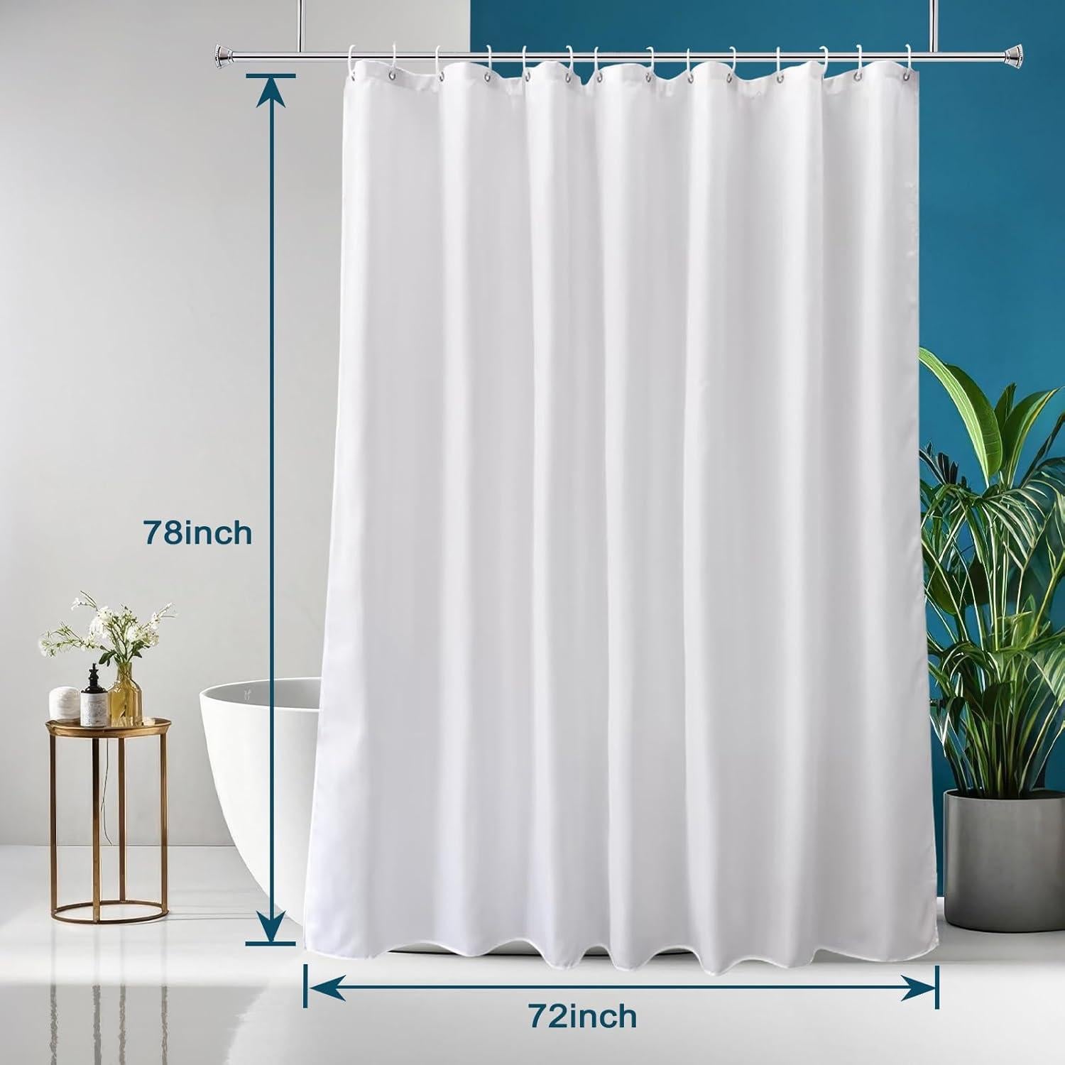 Cortina de Ducha Larga AooHome 183x198 cm Impermeable Blanca