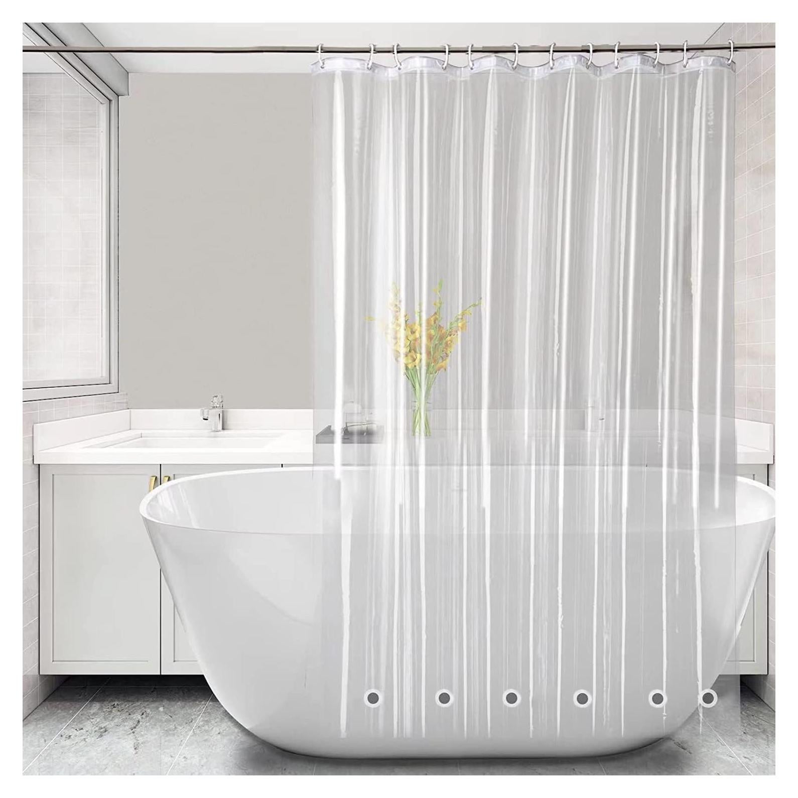 Cortina de Ducha Tonnali 74 Pulgadas PEVA Transparente Impermeable