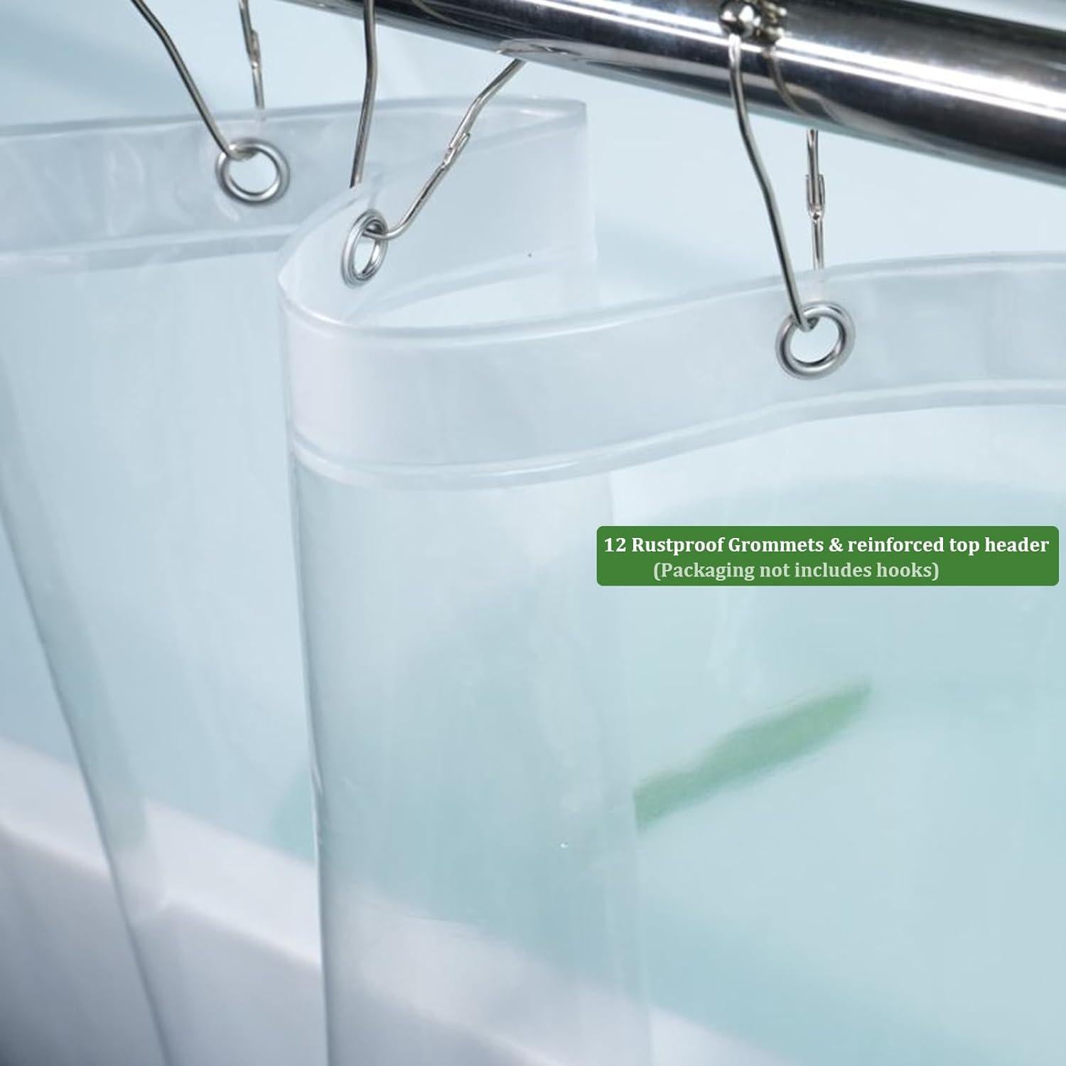 Cortina de Ducha Tonnali 74 Pulgadas PEVA Transparente Impermeable