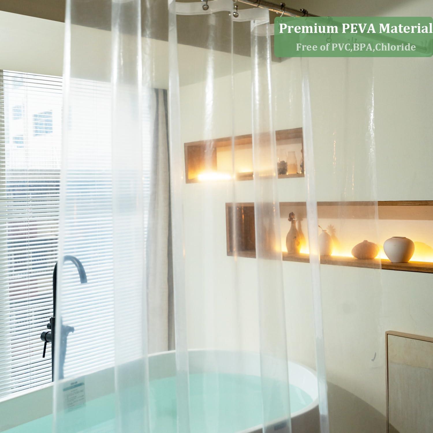 Cortina de Ducha Tonnali 74 Pulgadas PEVA Transparente Impermeable