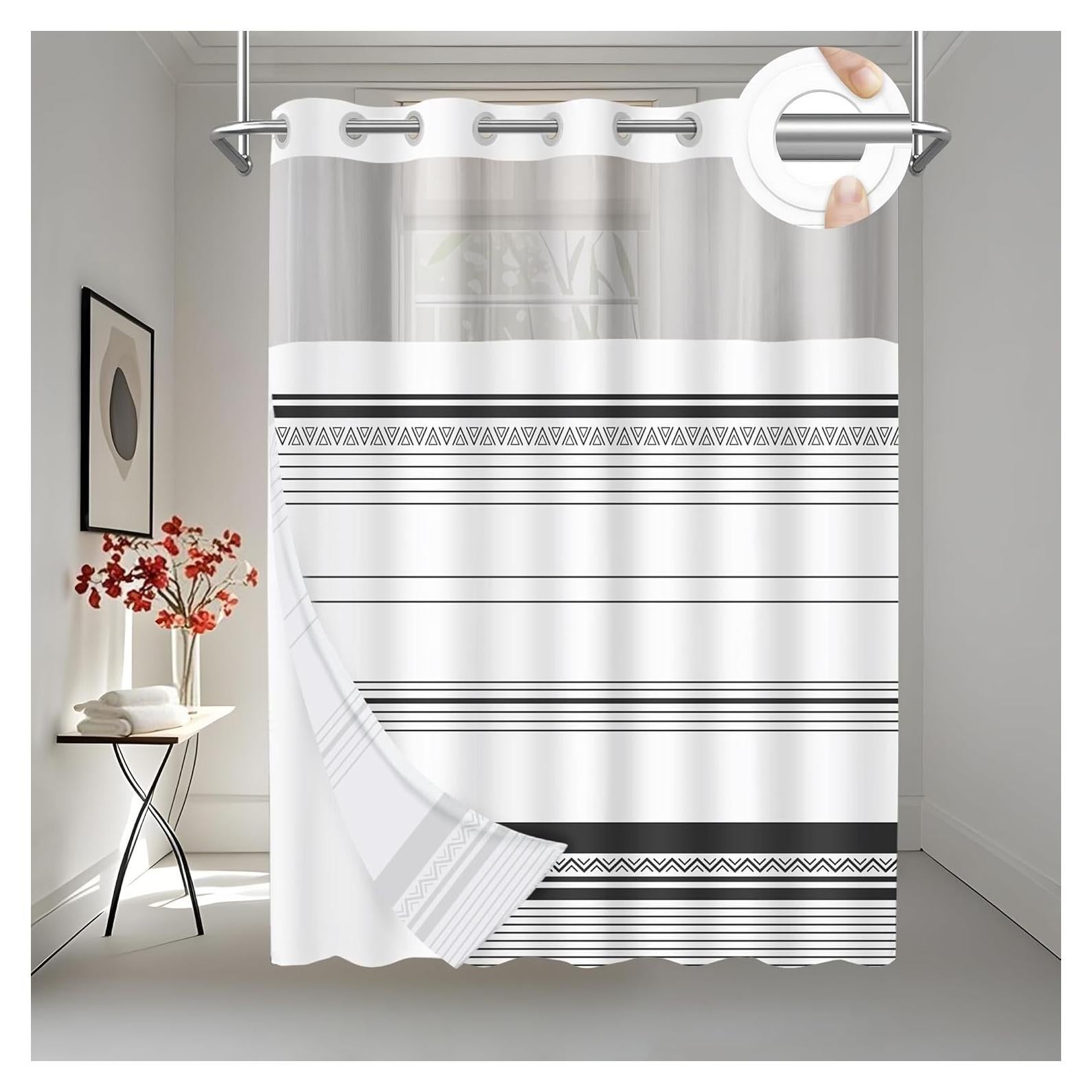 Cortina de Ducha AXURXUI Boho Negra 180x190 cm Impermeable