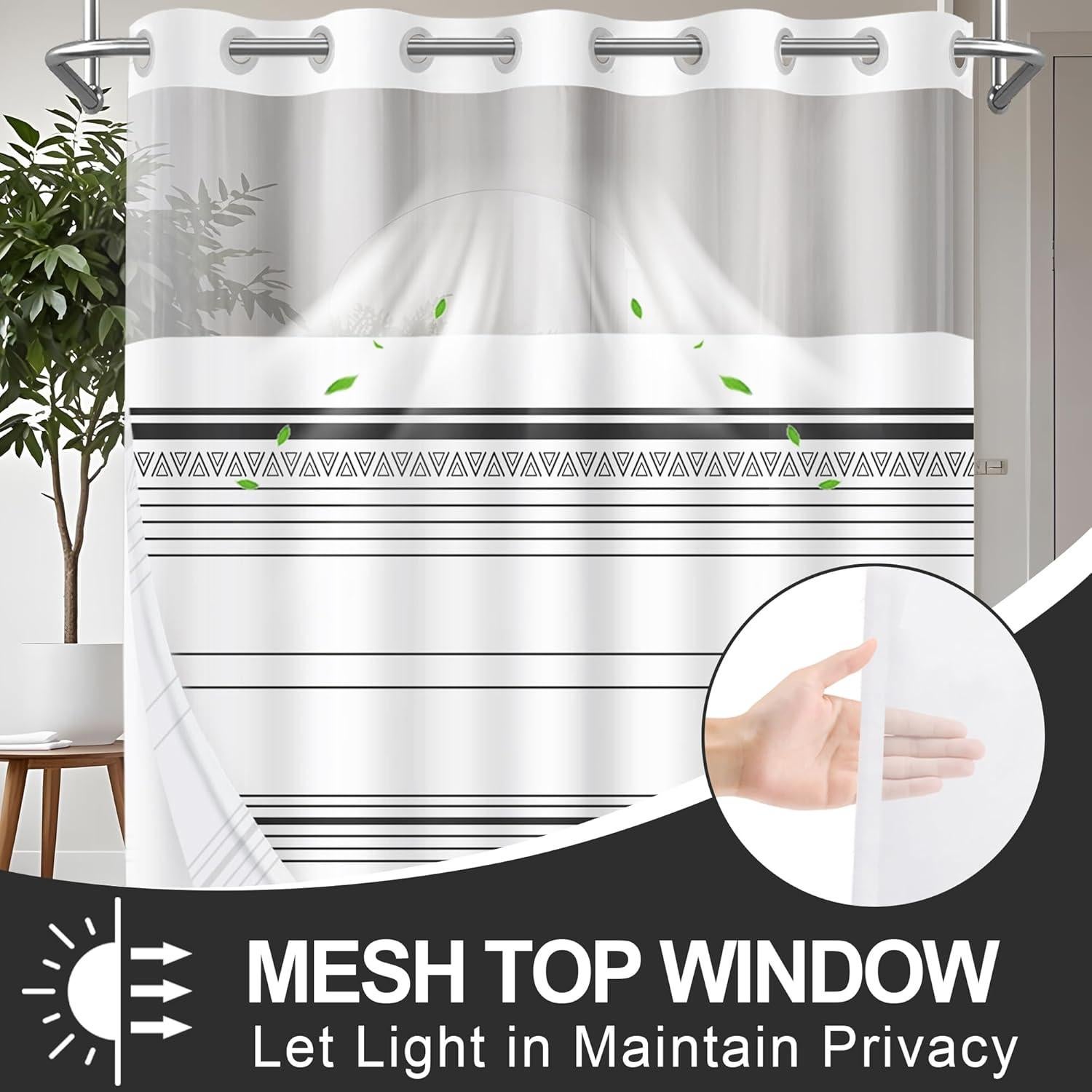 Cortina de Ducha AXURXUI Boho Negra 180x190 cm Impermeable