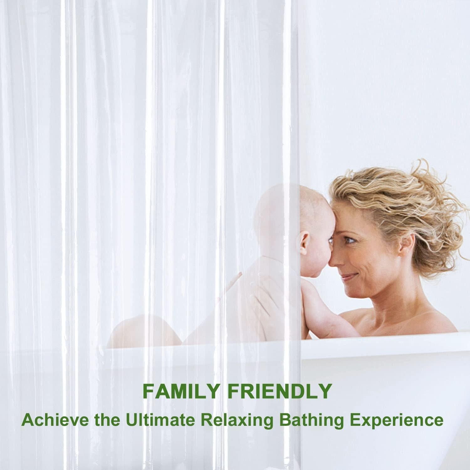 Cortina de Ducha Transparente AooHome 183x213 cm EVA 10 Gauge