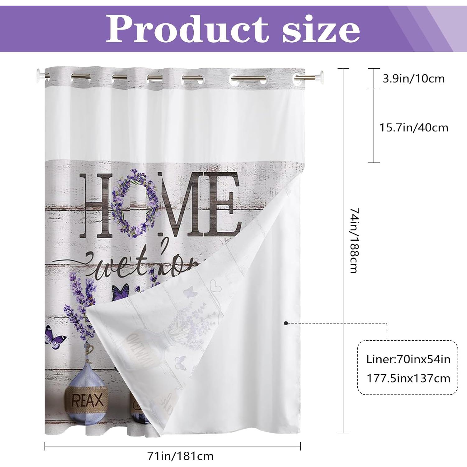 Cortina de Ducha APROPHIC Lavanda 180x190 cm Impermeable