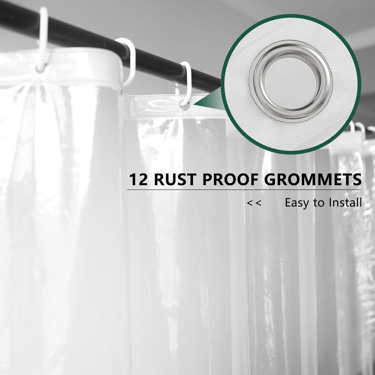 Cortina de Ducha Transparente AooHome 182x213 cm EVA Ligera