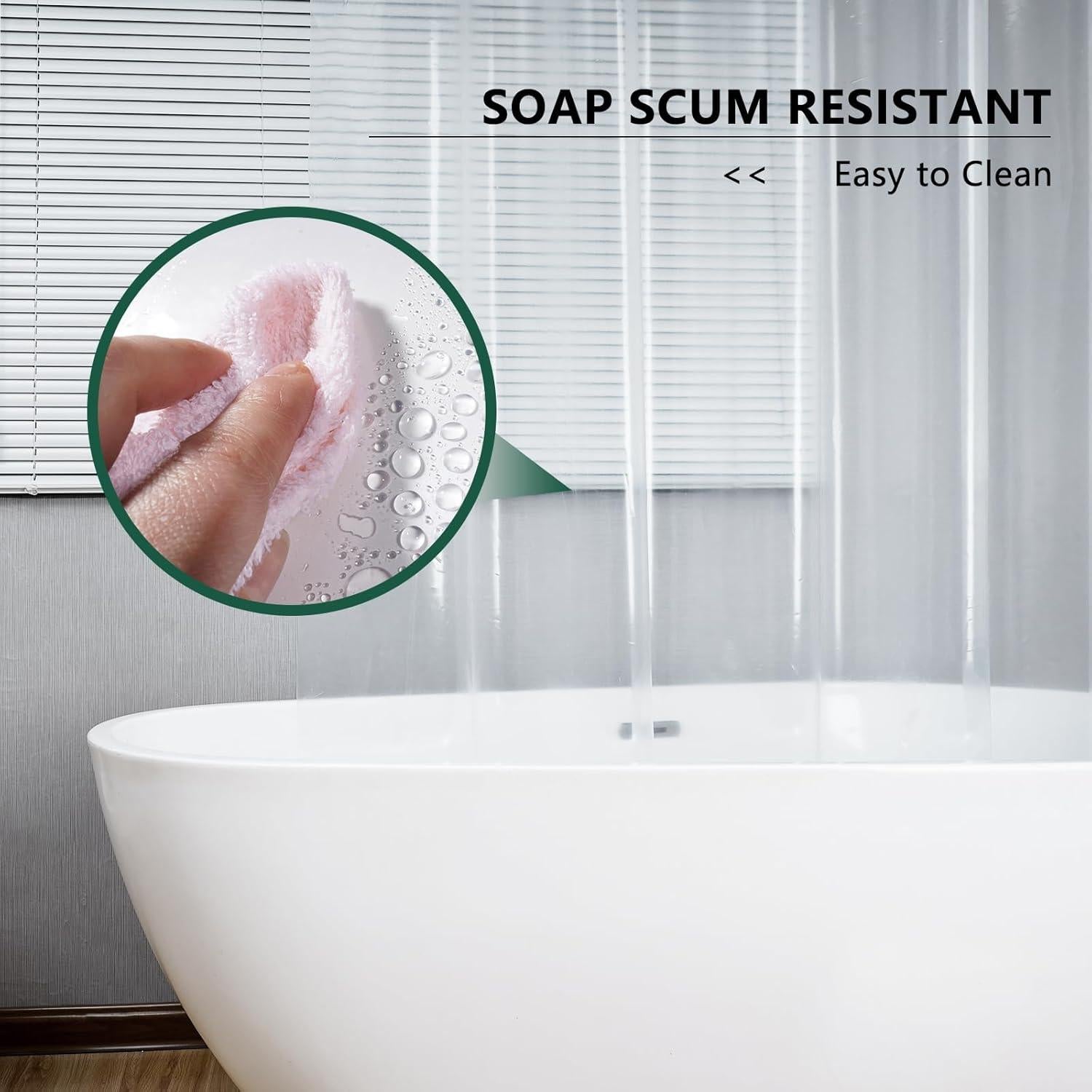 Cortina de Ducha Transparente AooHome 182x213 cm EVA Ligera