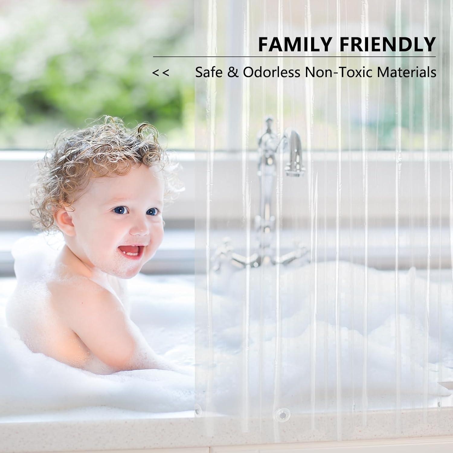 Cortina de Ducha Transparente AooHome 182x213 cm EVA Ligera