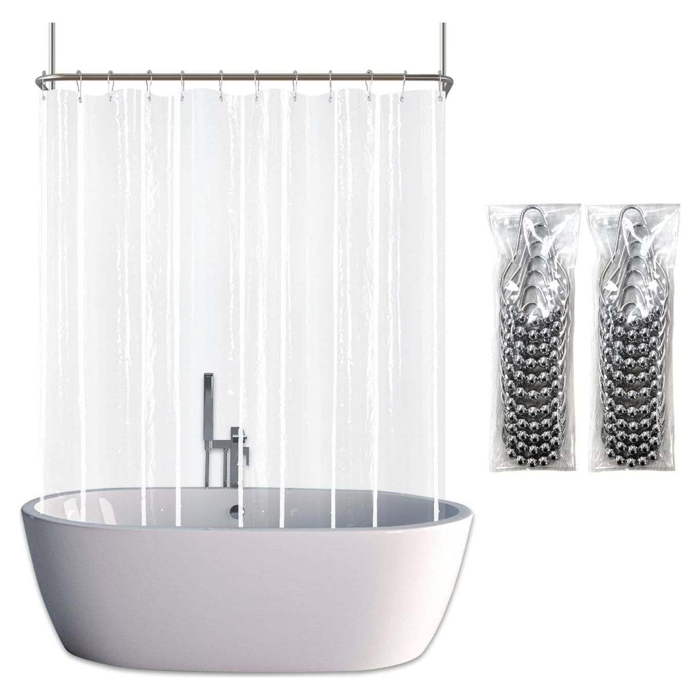 Cortina de Ducha YISURE Transparente 180x70 cm Impermeable