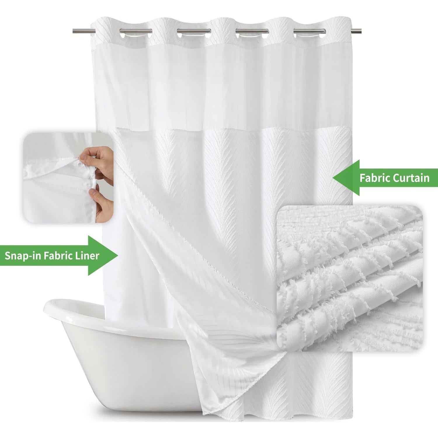 Cortina de Ducha Texturizada Boho Eachope 180x188cm Impermeable