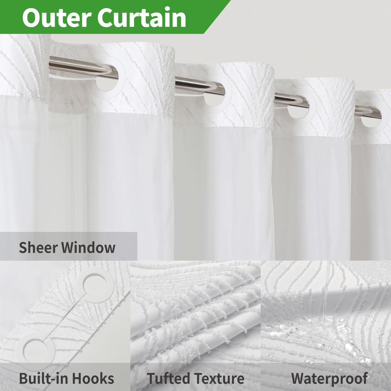 Cortina de Ducha Texturizada Boho Eachope 180x188cm Impermeable