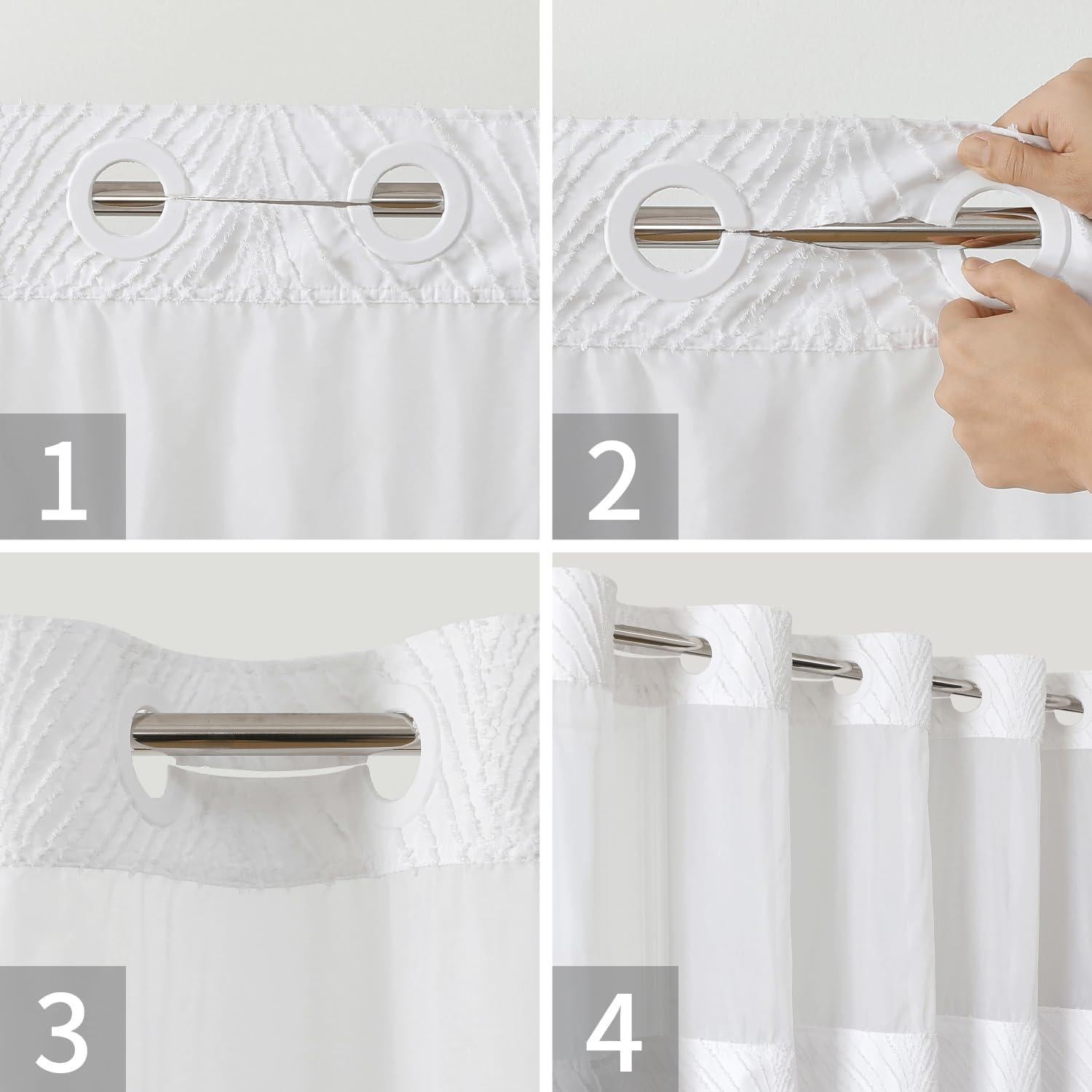 Cortina de Ducha Texturizada Boho Eachope 180x188cm Impermeable