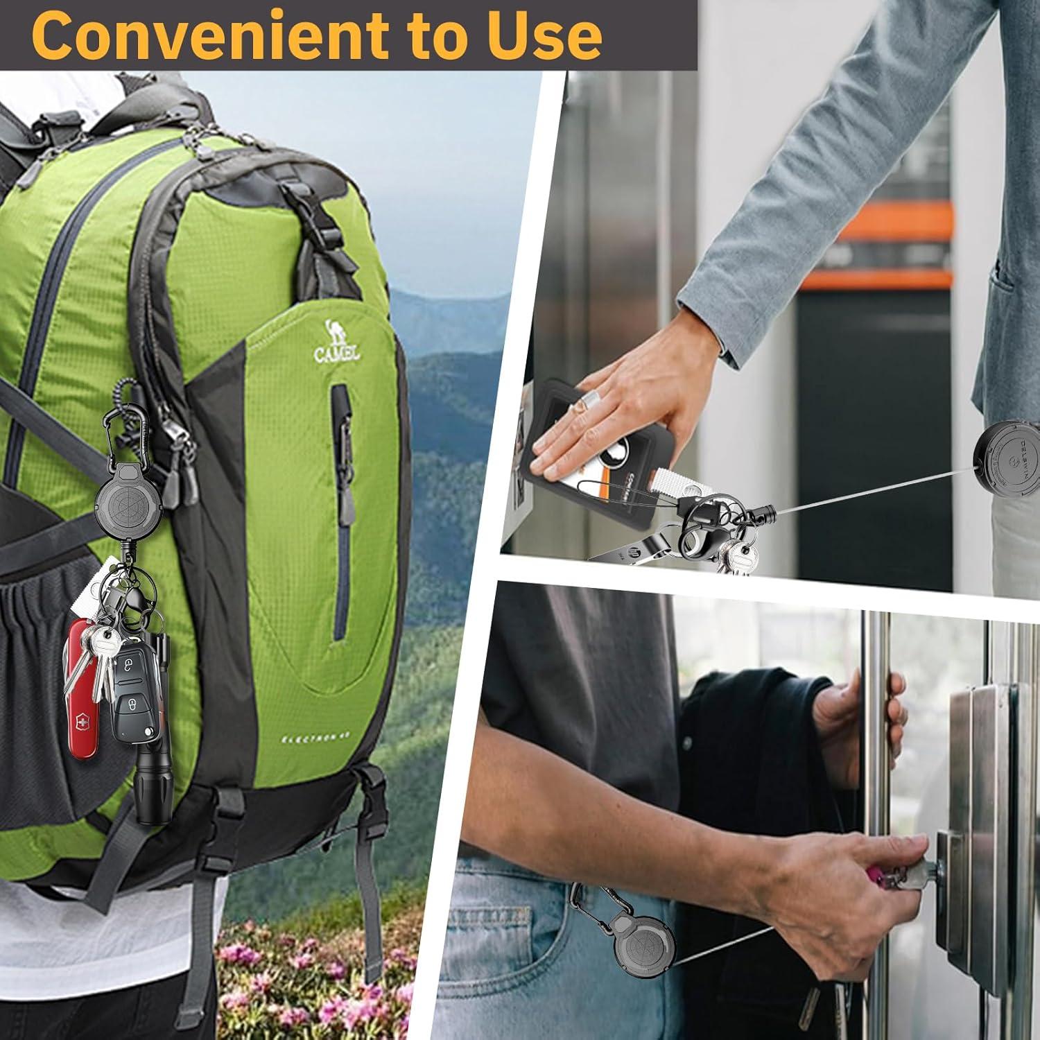 Llavero Retráctil DELSWIN con Clip y Cable de 72 cm - 2 Pzas