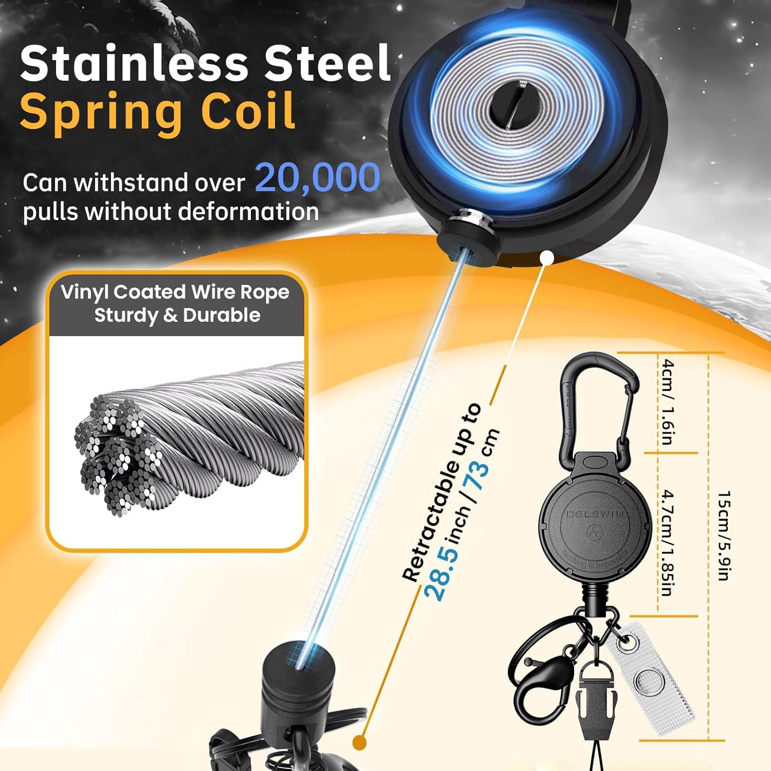 Llavero Retráctil DELSWIN con Clip y Cable de 72 cm - 2 Pzas