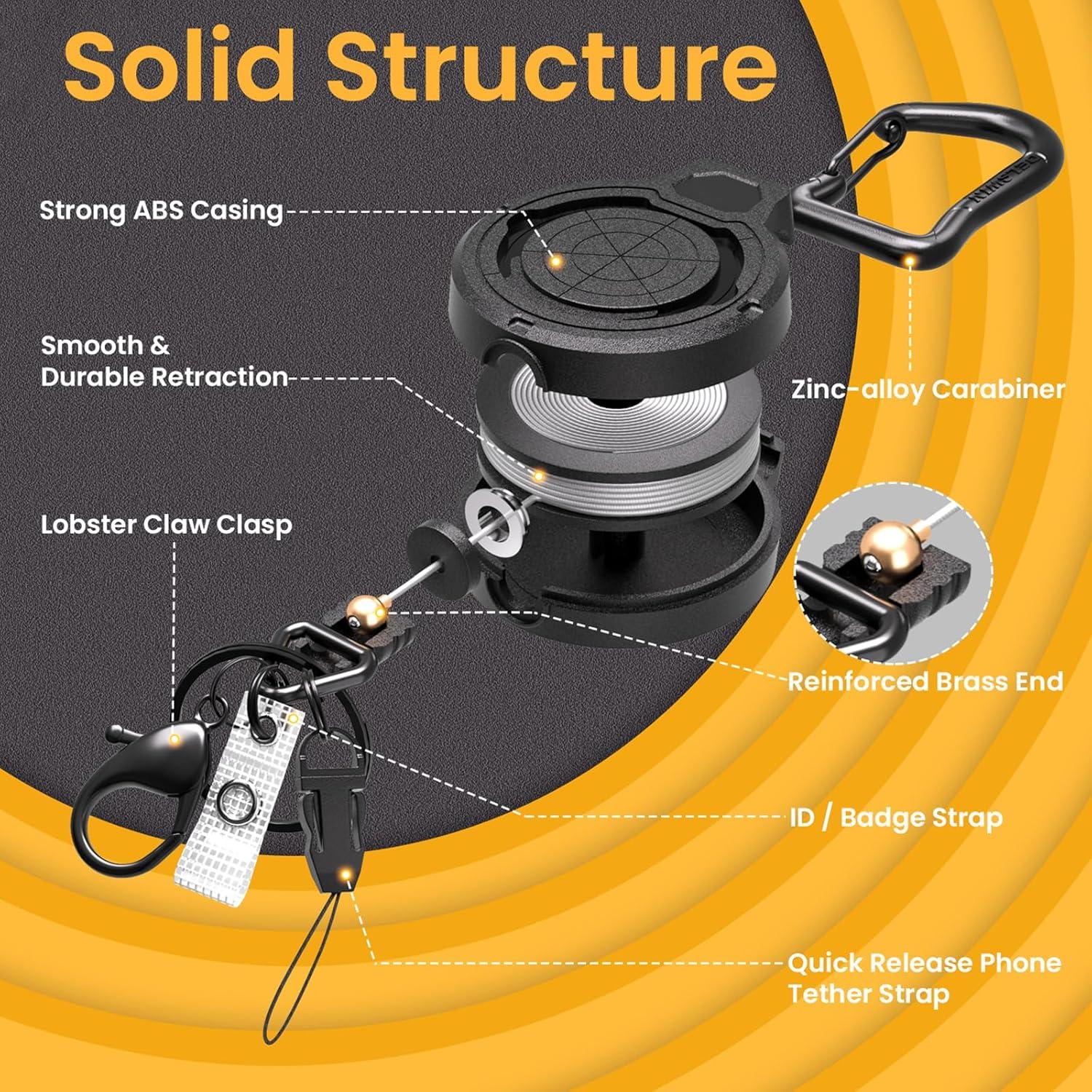 Llavero Retráctil DELSWIN con Clip y Cable de 72 cm - 2 Pzas