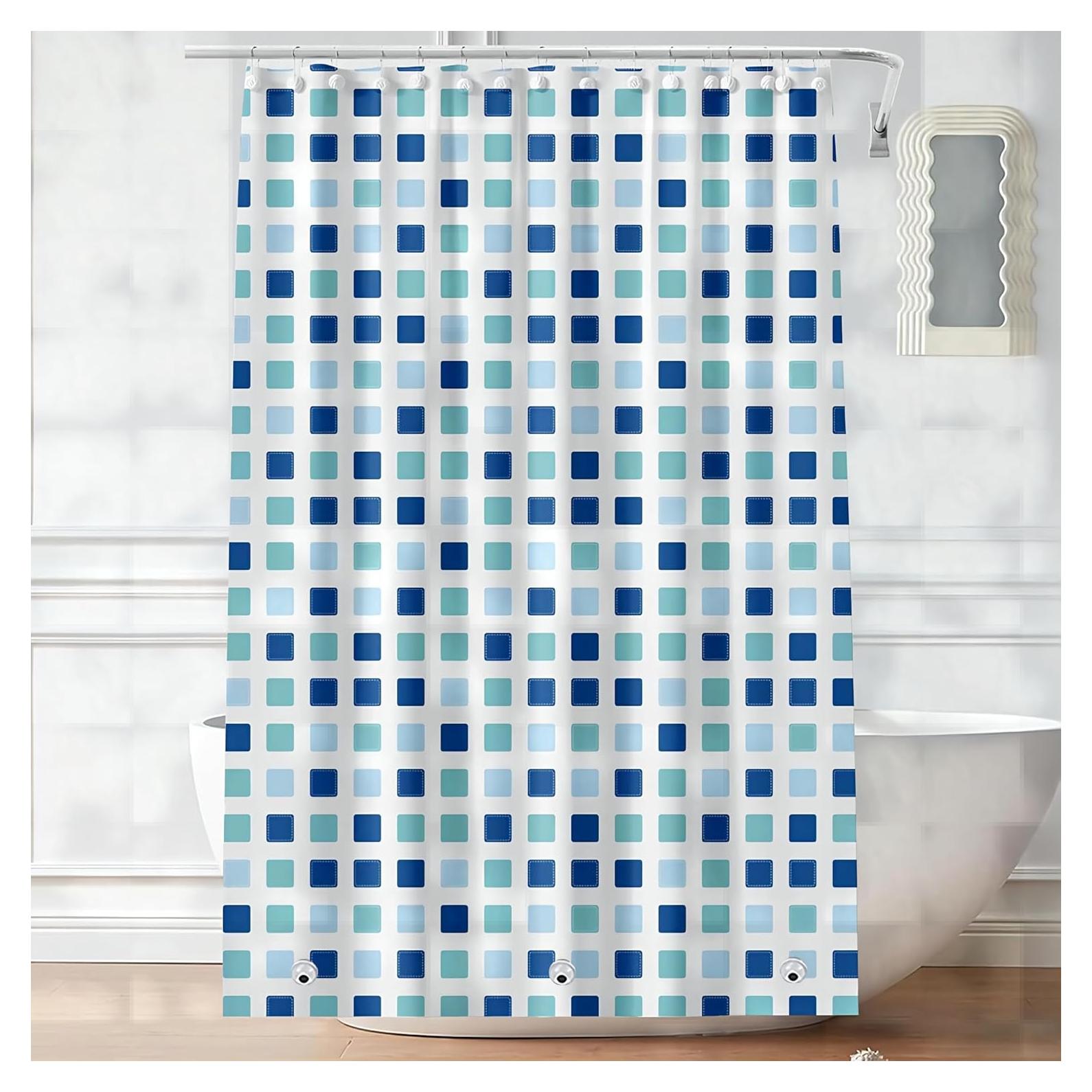 Forro de Ducha Myratts PEVA 72x72" Impermeable Azul-Verde