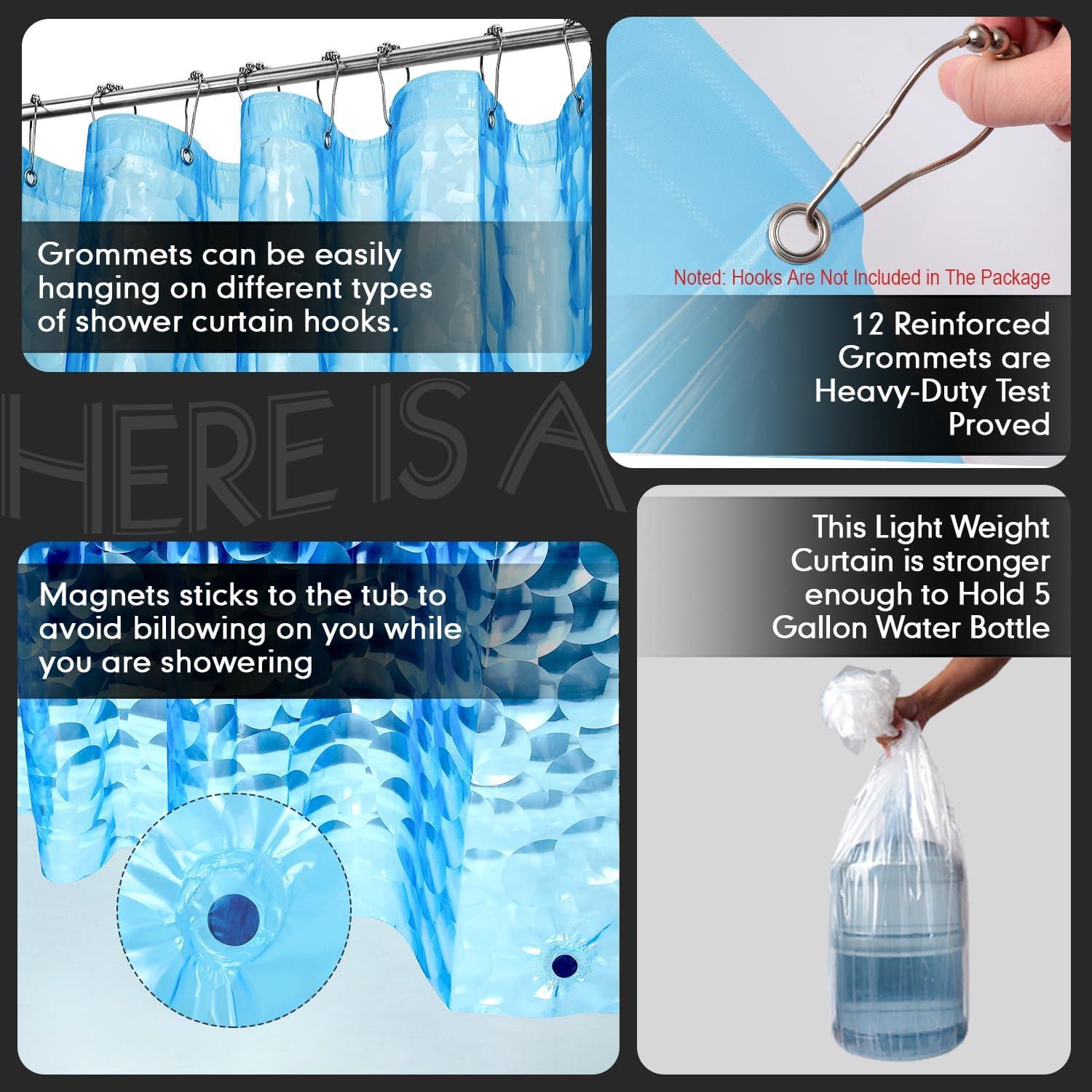 Cortina de Ducha Hereisa 3D Cubo Azul 183x168 cm PEVA