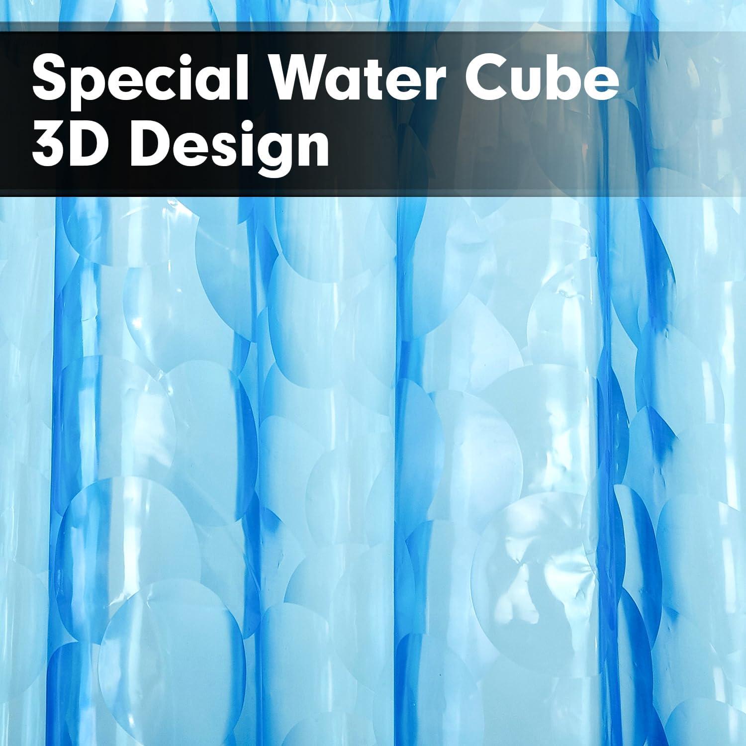 Cortina de Ducha Hereisa 3D Cubo Azul 183x168 cm PEVA