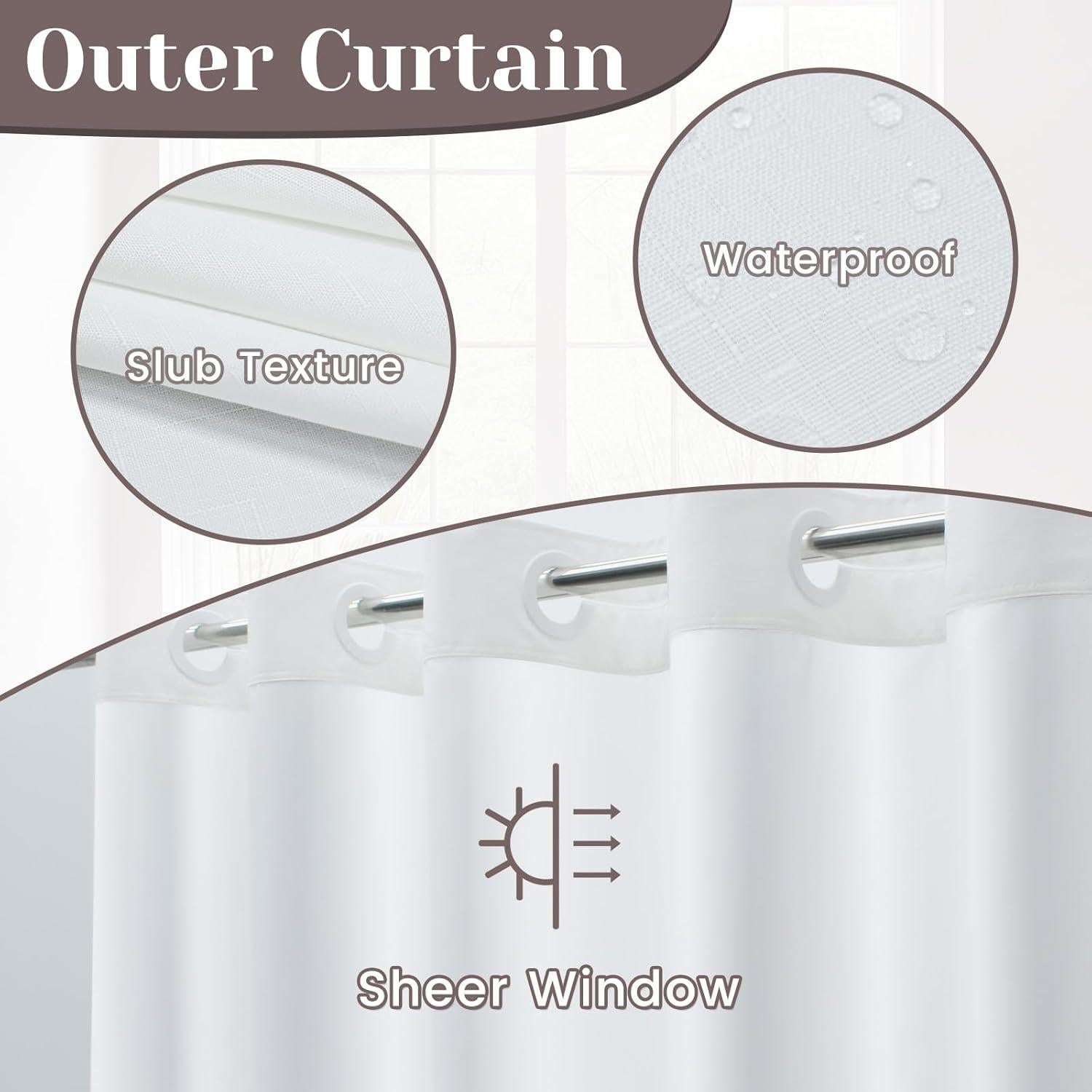 Cortina de Ducha Texturizada SORTTO Blanca 180x188 cm Impermeable