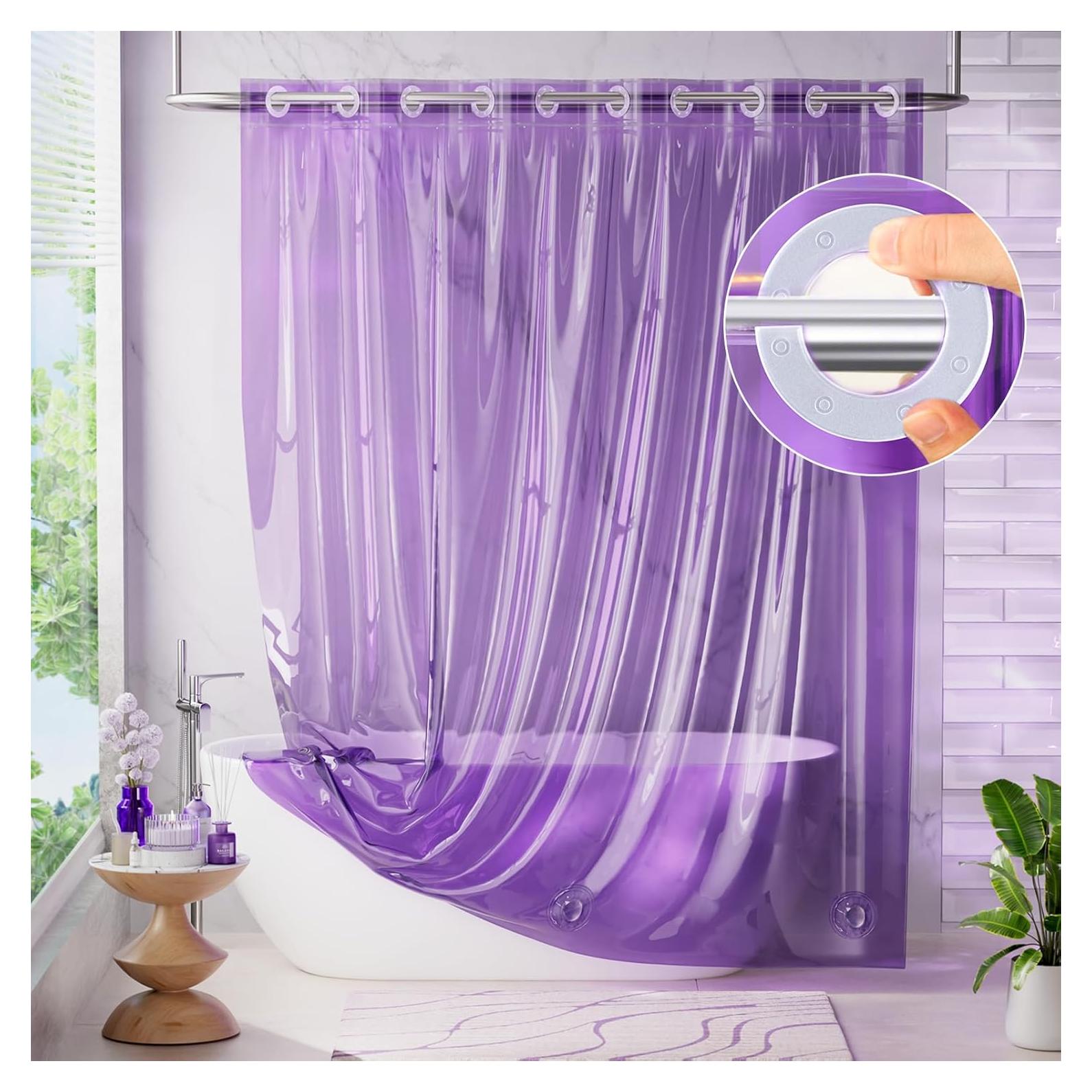 Cortina de Ducha Sin Ganchos AmazerBath 72x75 cm Lavanda