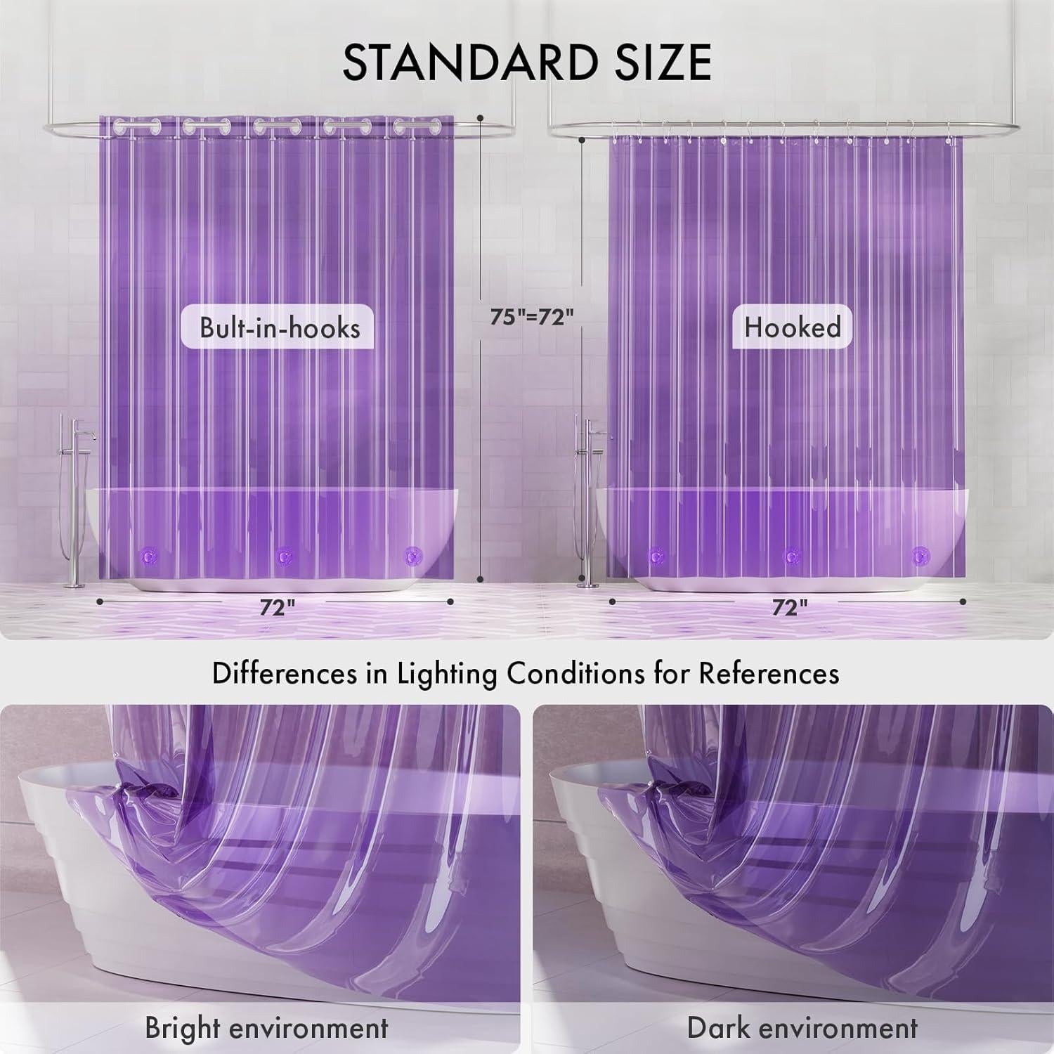 Cortina de Ducha Sin Ganchos AmazerBath 72x75 cm Lavanda