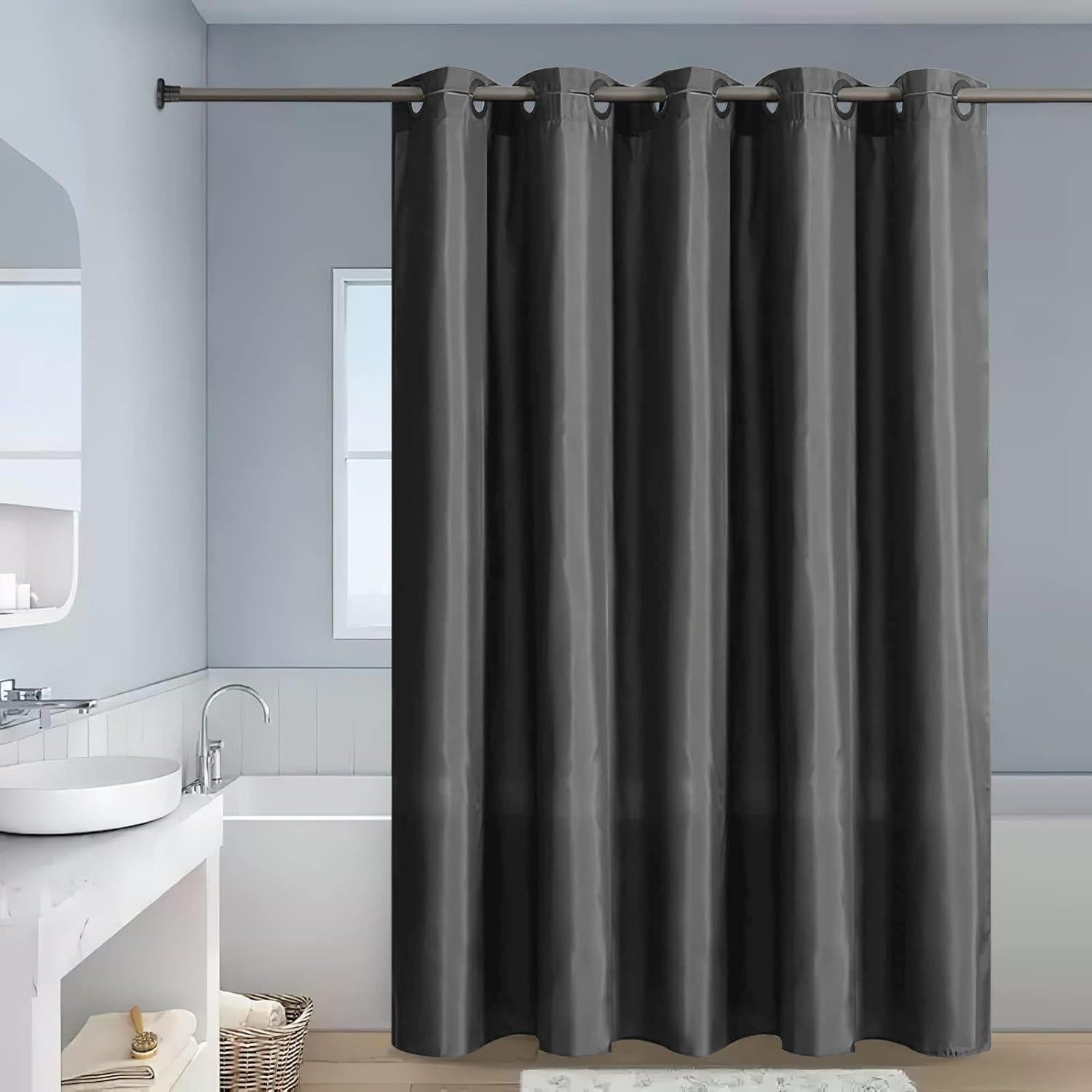 Cortina de Ducha Sin Gancho Furlinic 91x183 cm Gris Oscuro