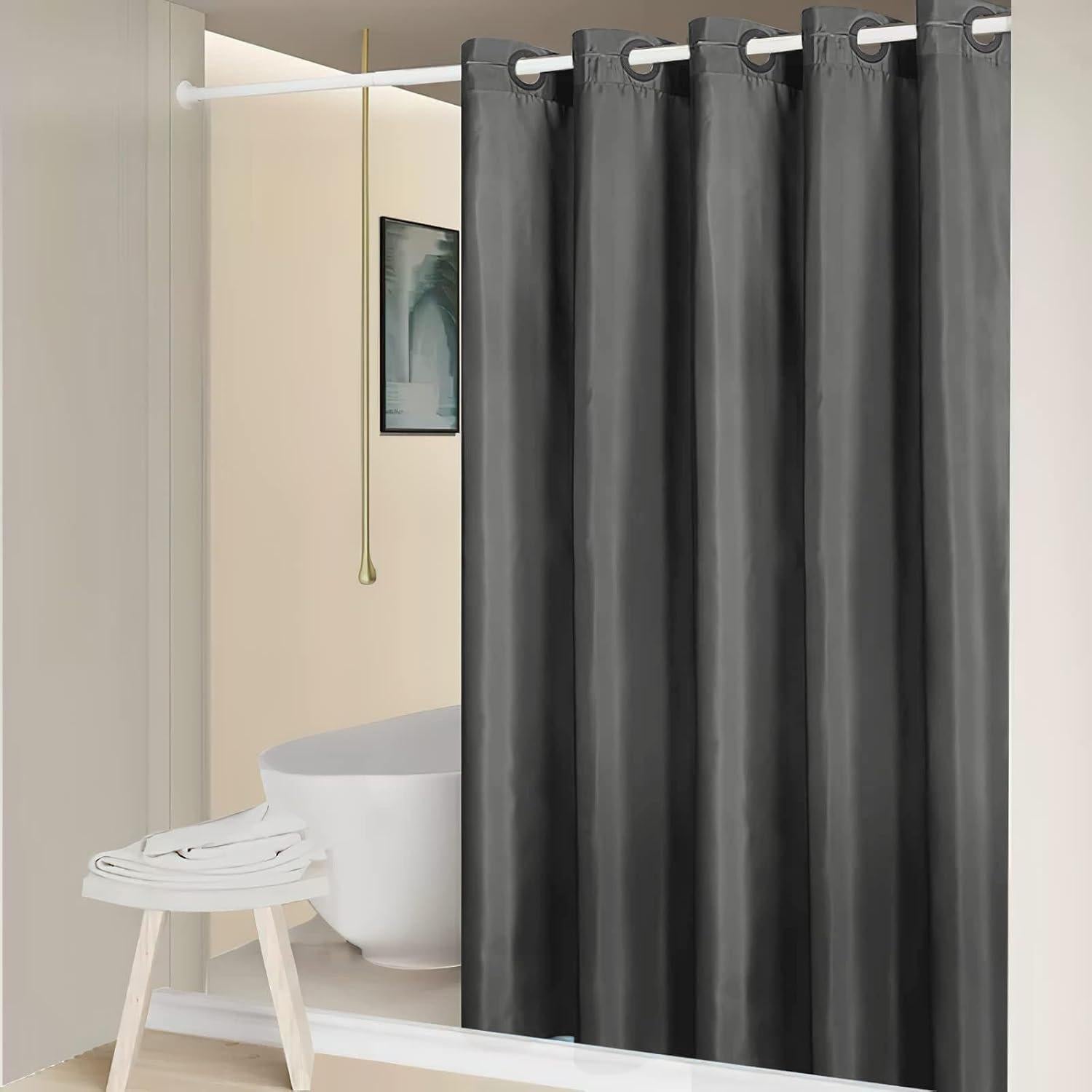 Cortina de Ducha Sin Gancho Furlinic 91x183 cm Gris Oscuro