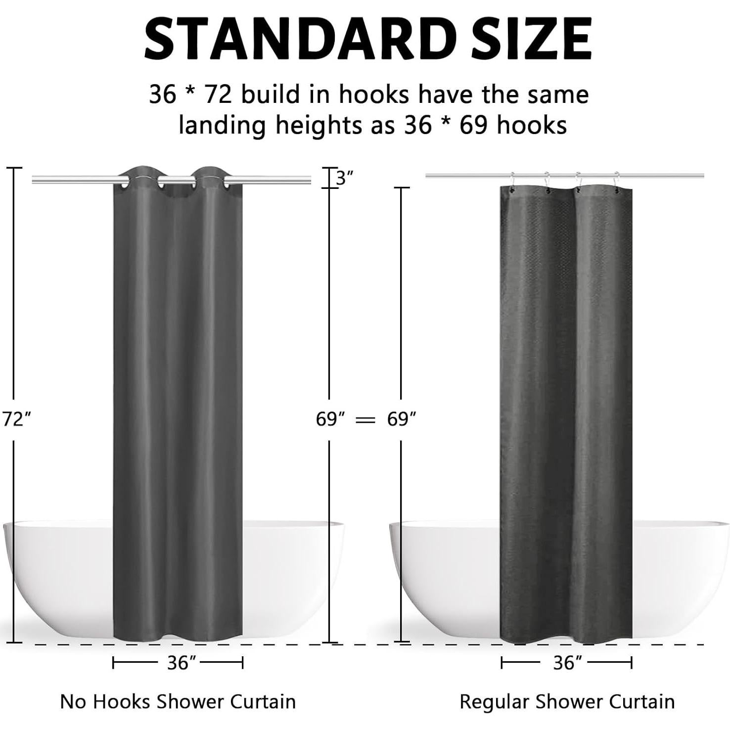 Cortina de Ducha Sin Gancho Furlinic 91x183 cm Gris Oscuro