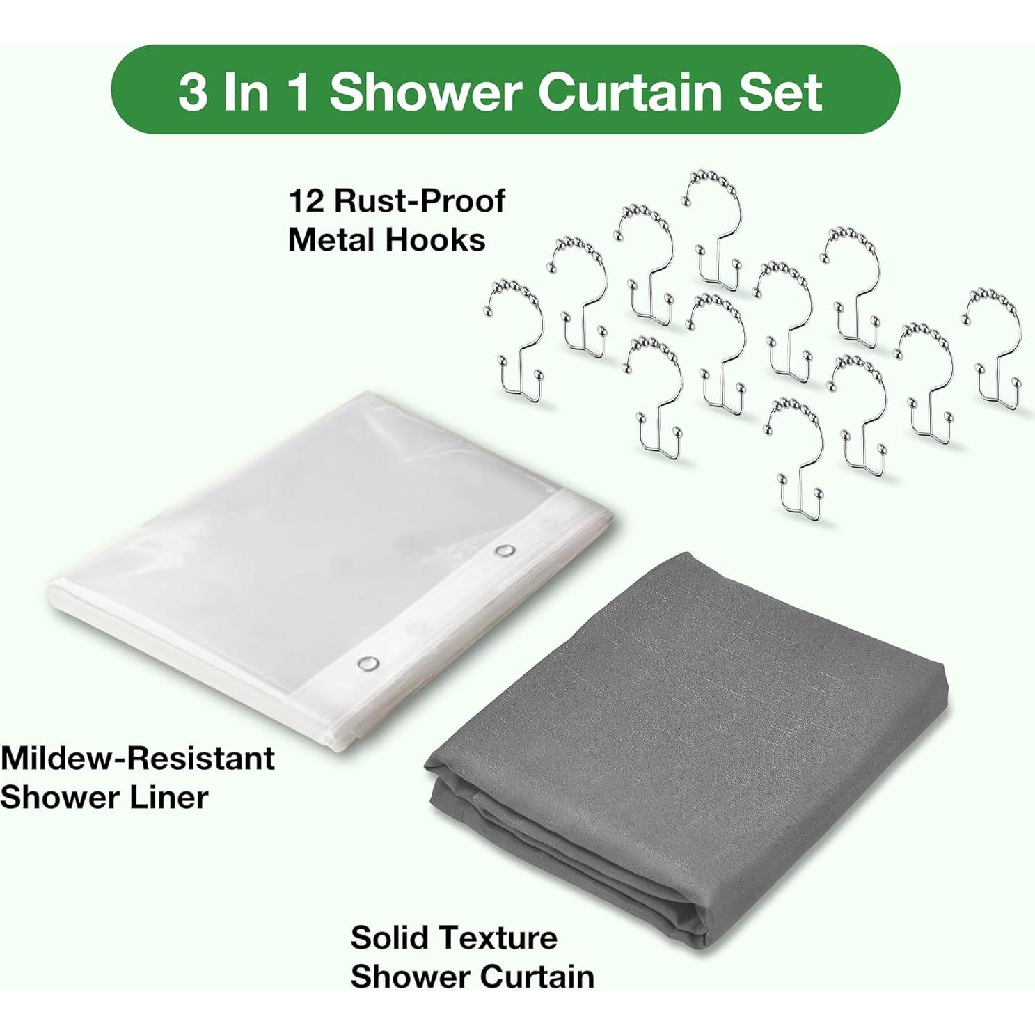 Cortina de Ducha Lameirose Gris 182.88x182.88 cm Impermeable